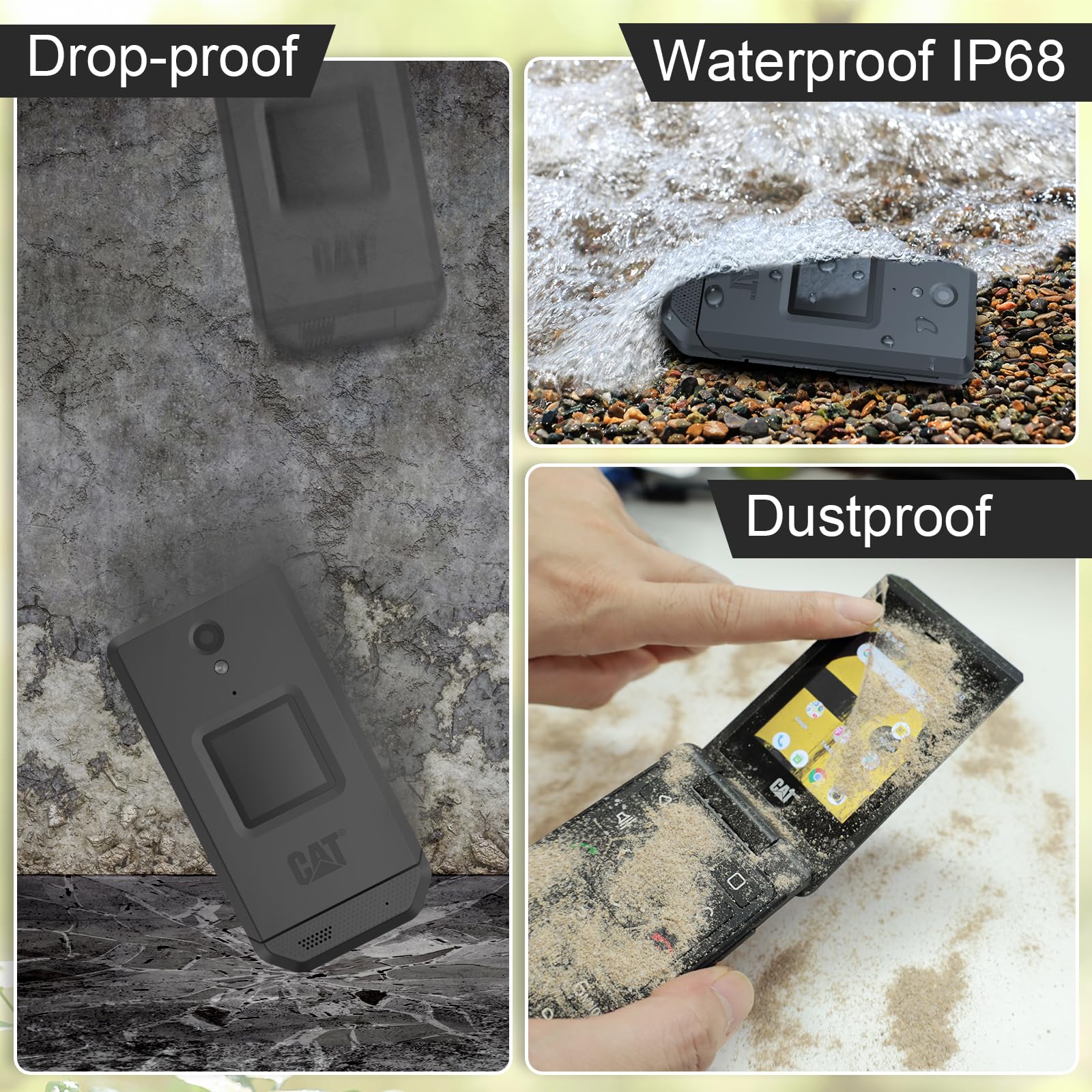 CAT S22 Rugged Flip Phone Unlocked (16GB) 2.8'' Touchscreen Smart Cell Phone Android 11, IP68 Water Resistant, 4G LTE GSM Single Sim (Black) 3