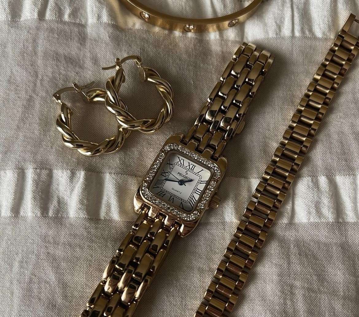 Peugeot Women's Tank Shape Watch with Panther Link Bracelet, Dress Watch with Crystal Bezel and Roman Numeral Dial 6