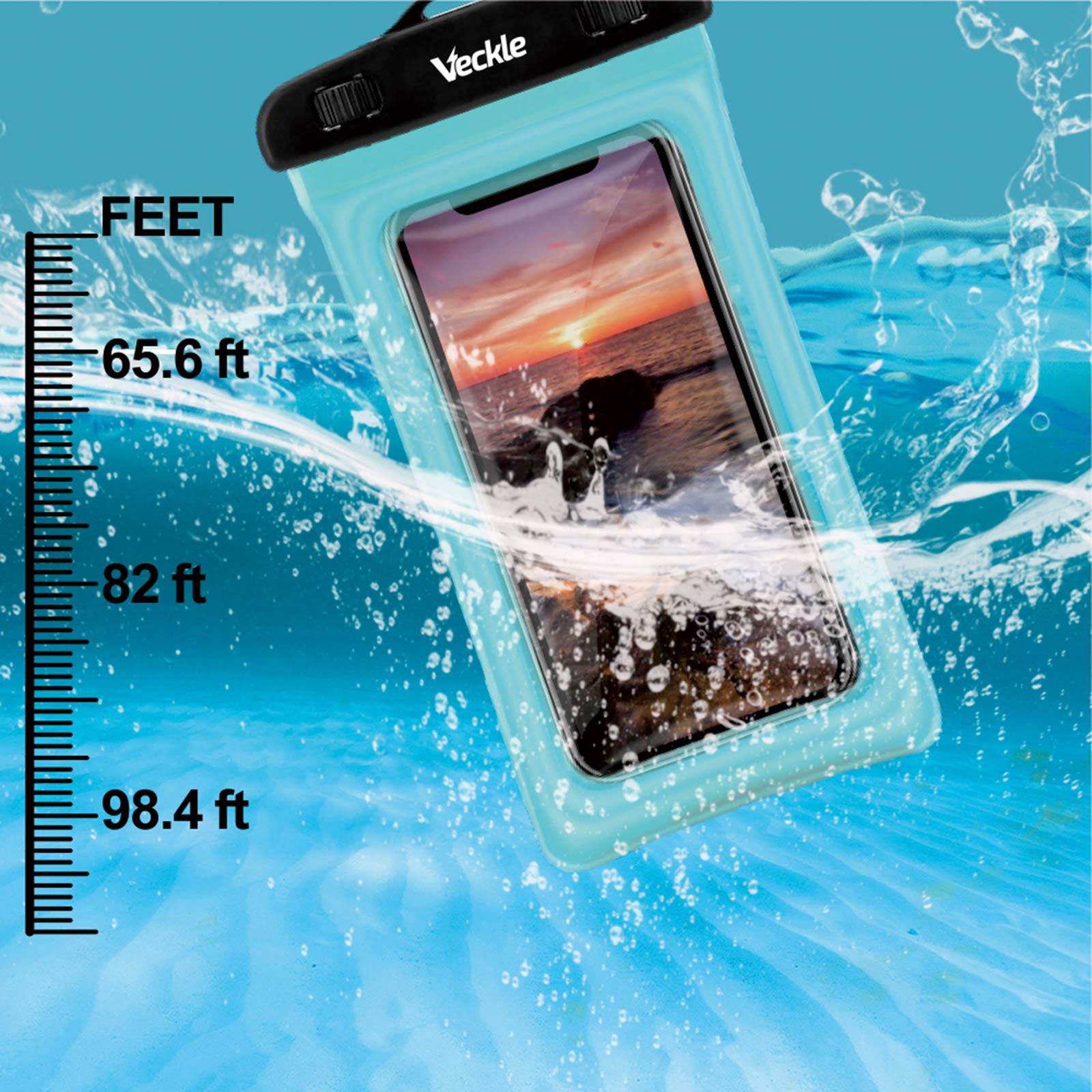 Waterproof Phone Pouch, Veckle 3 Pack Clear Universal Water Proof Cell Phone Pouch Floating Dry Bag Waterproof Case Beach Bag for Smartphones Black White Blue 6
