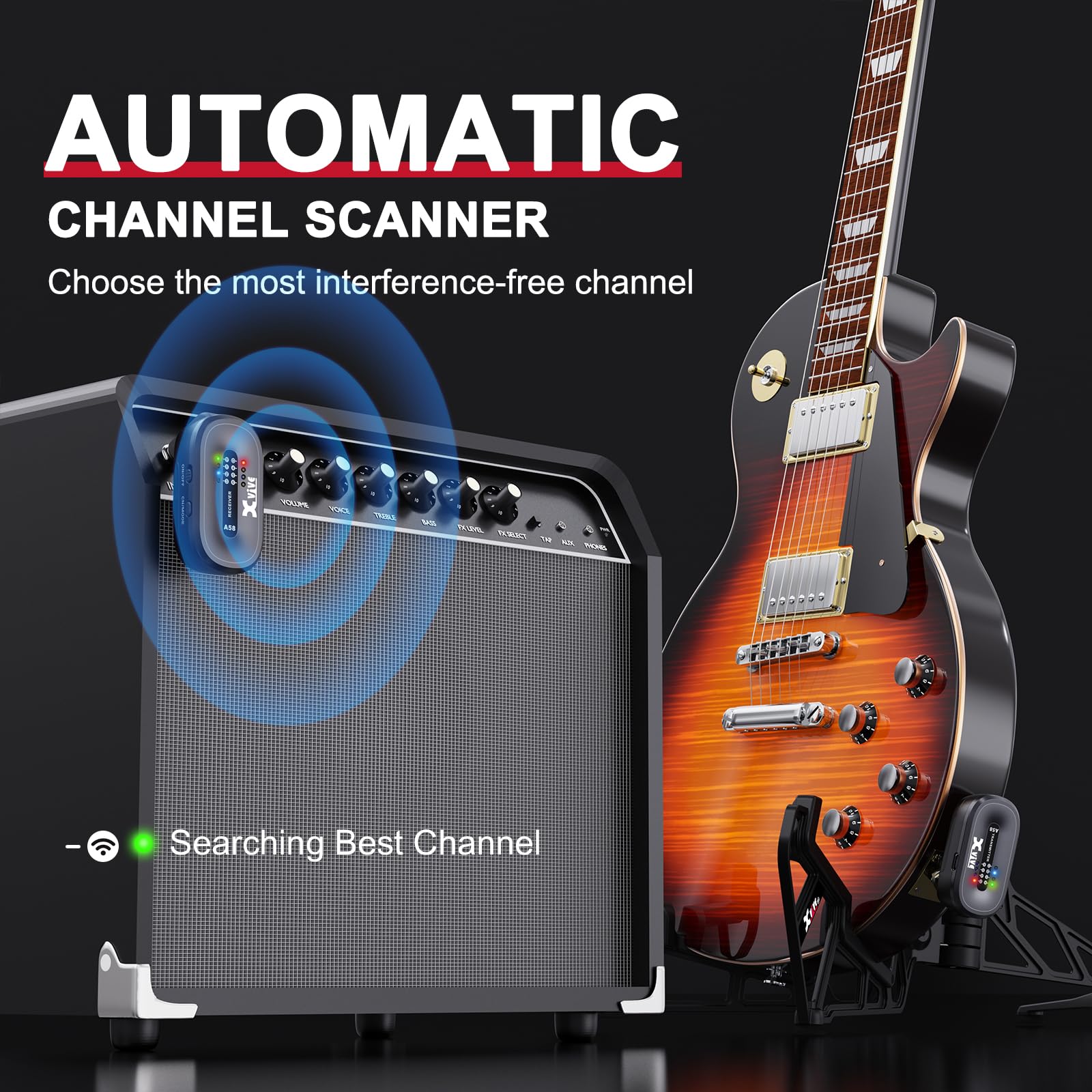 Xvive A58 Wireless Guitar System with Transmitter Holder(Suburst) 6