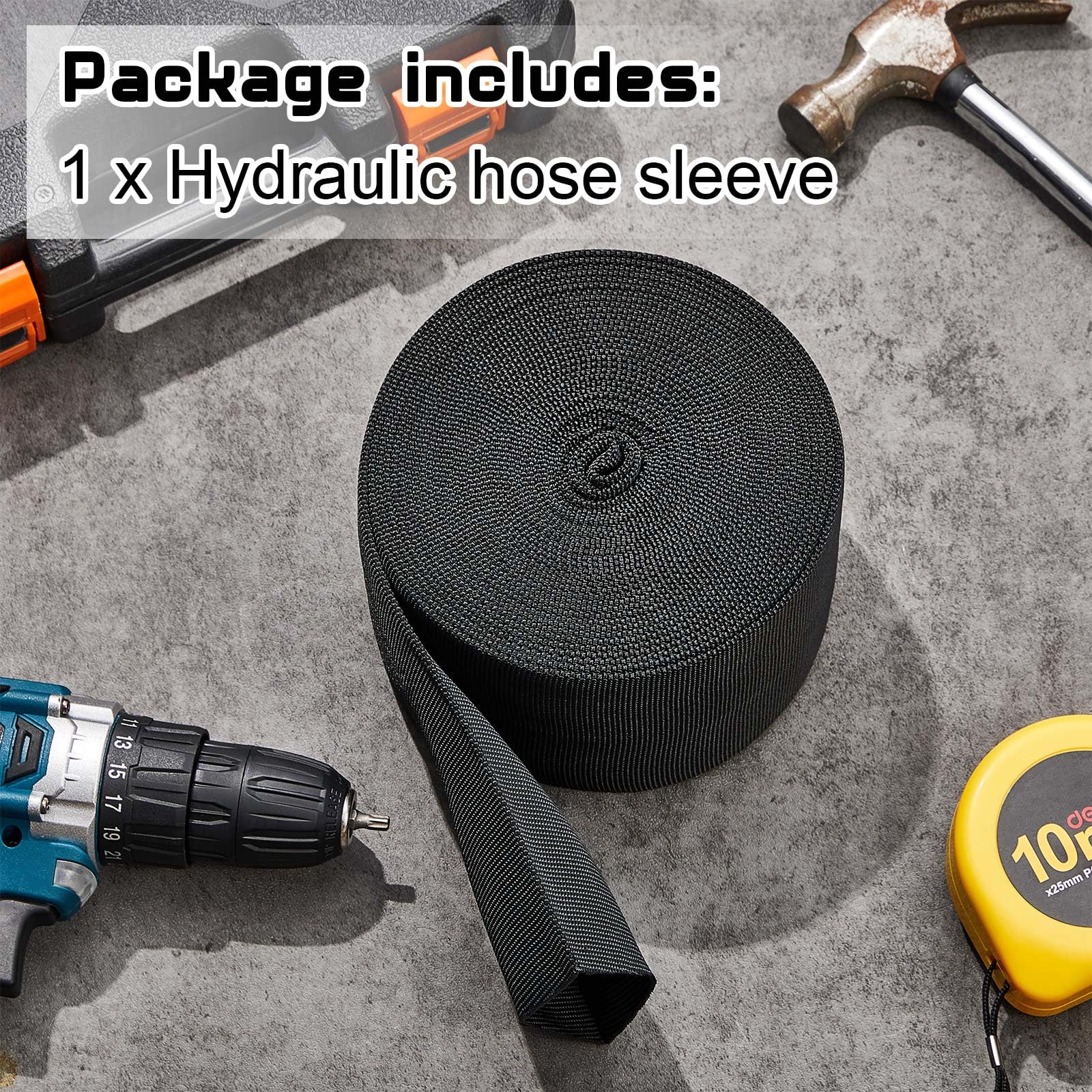Hanaive 26 FT Nylon Hydraulic Hose Protector Sleeve Black Protective Cover Hose Sheath Hydraulic Wrap Cable Sleeve Torch Cutting Wire Sheath Cover Management Wrap for Cord Tig(2.5 Inch Id) 4