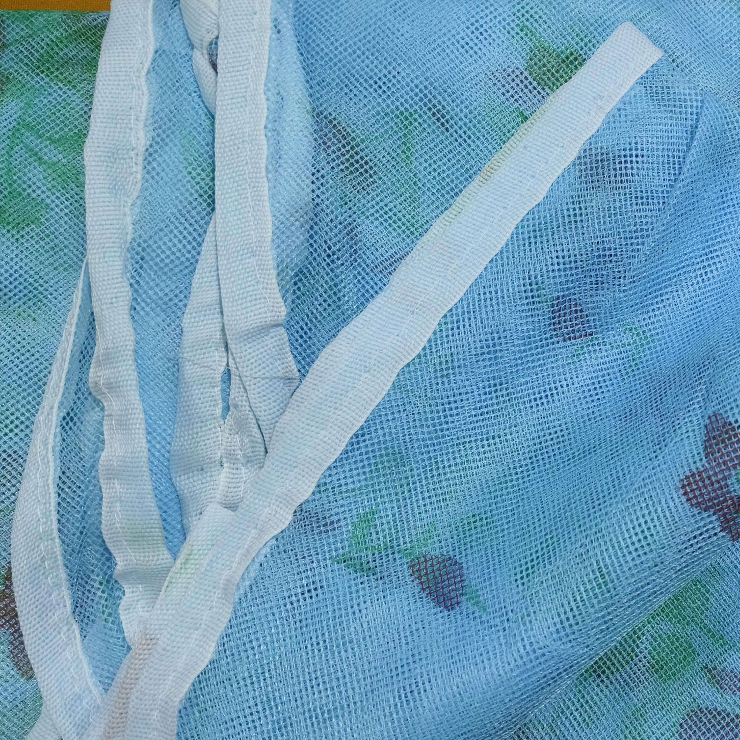 Poly-Cotton Mix Mosquito net Double Bed King Size Queen Size Single Bed Machardani Nylon Cotton Mosquito net (Blue-Printed-Nur, 6X7) 5