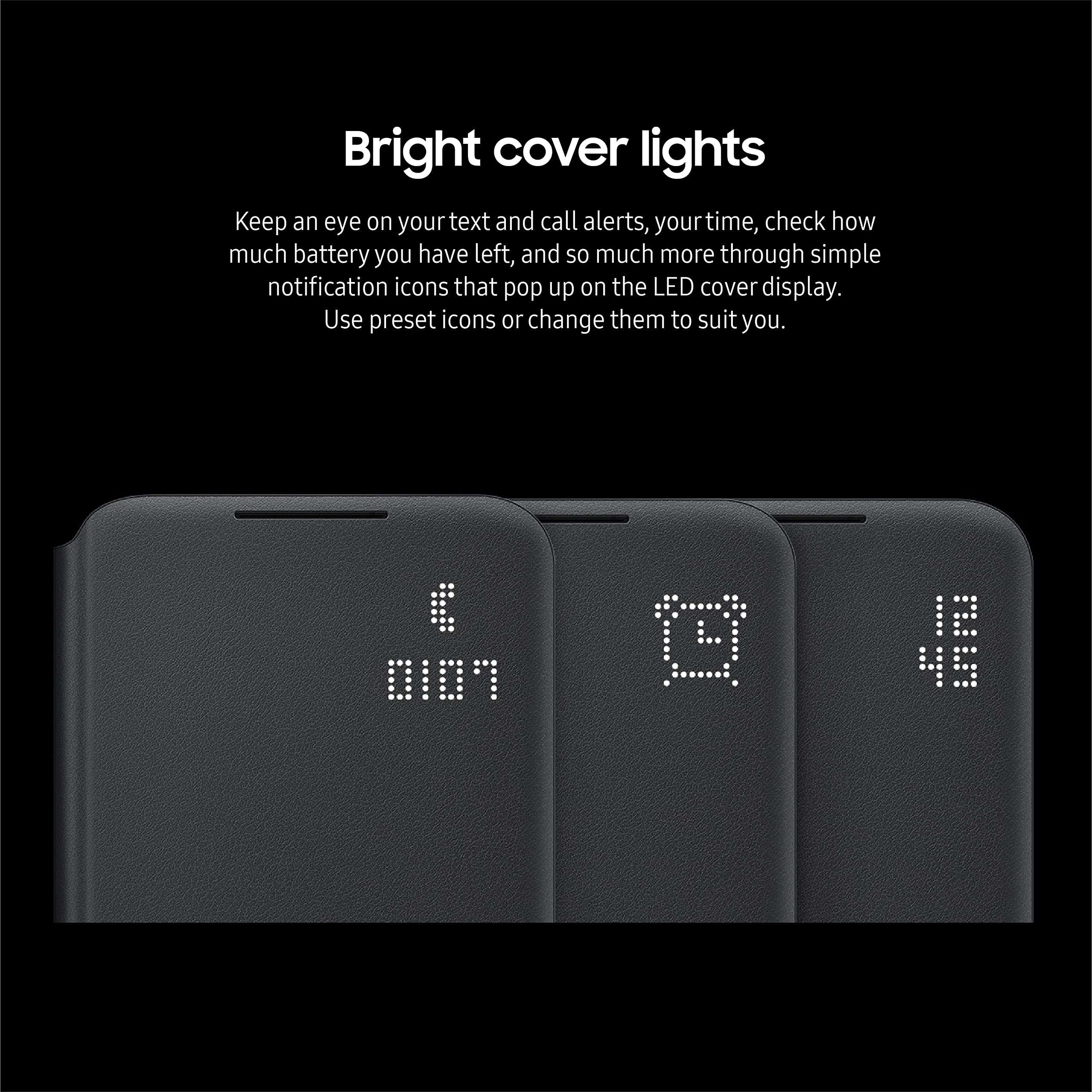 SAMSUNG Galaxy S22 LED View Cover, Protective Phone Case, Tap Control, Card Pocket, Customizable, Shockproof, US Version, Black,EF-NS901PBEGUS 6