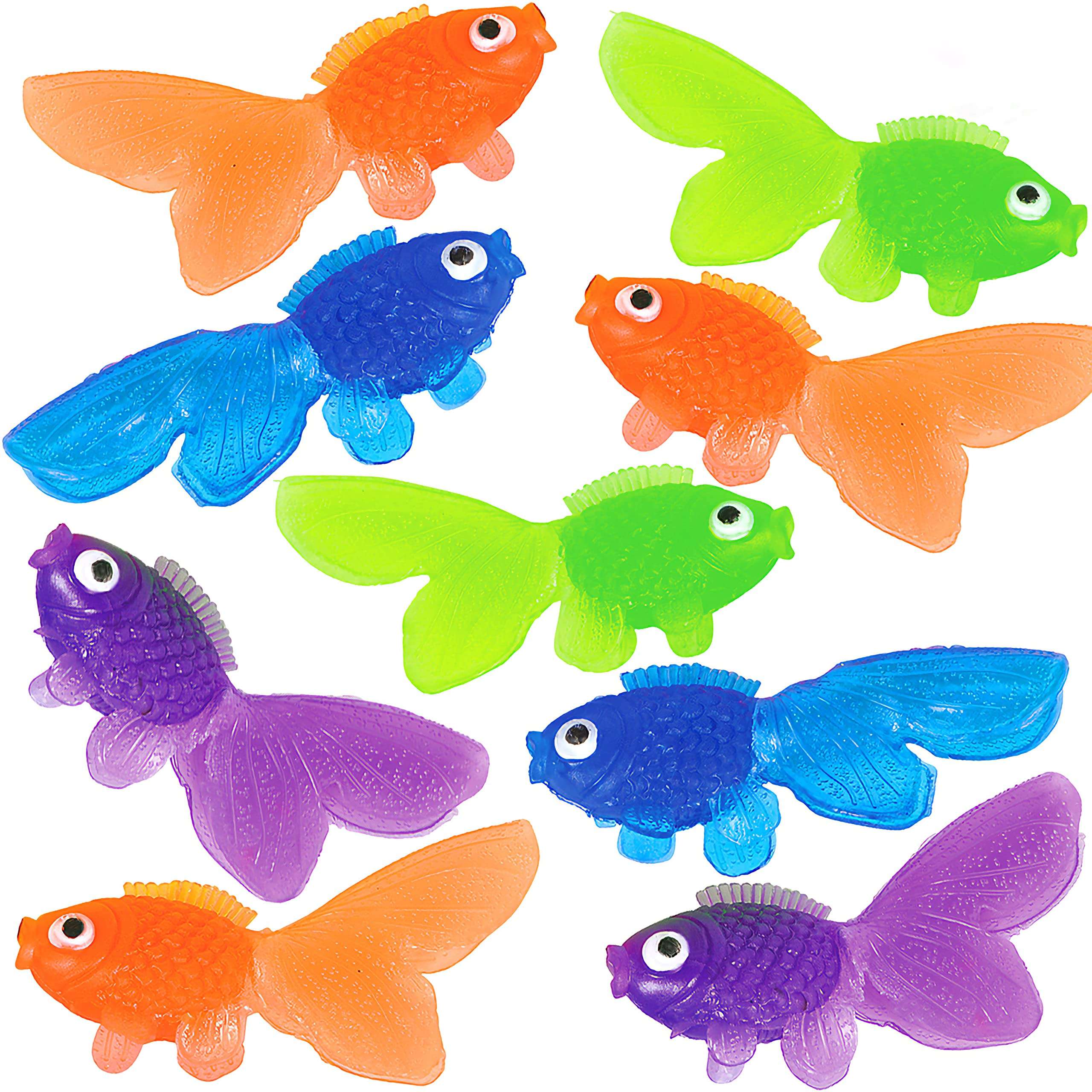 Bedwina Plastic Vinyl Goldfish - 144 Pcs, 2 Inches Long Gold Fish Toys in Assorted Colors for Party Favors for Kids, Decorations, Crafts, Games and Birthday Party Supplies 1