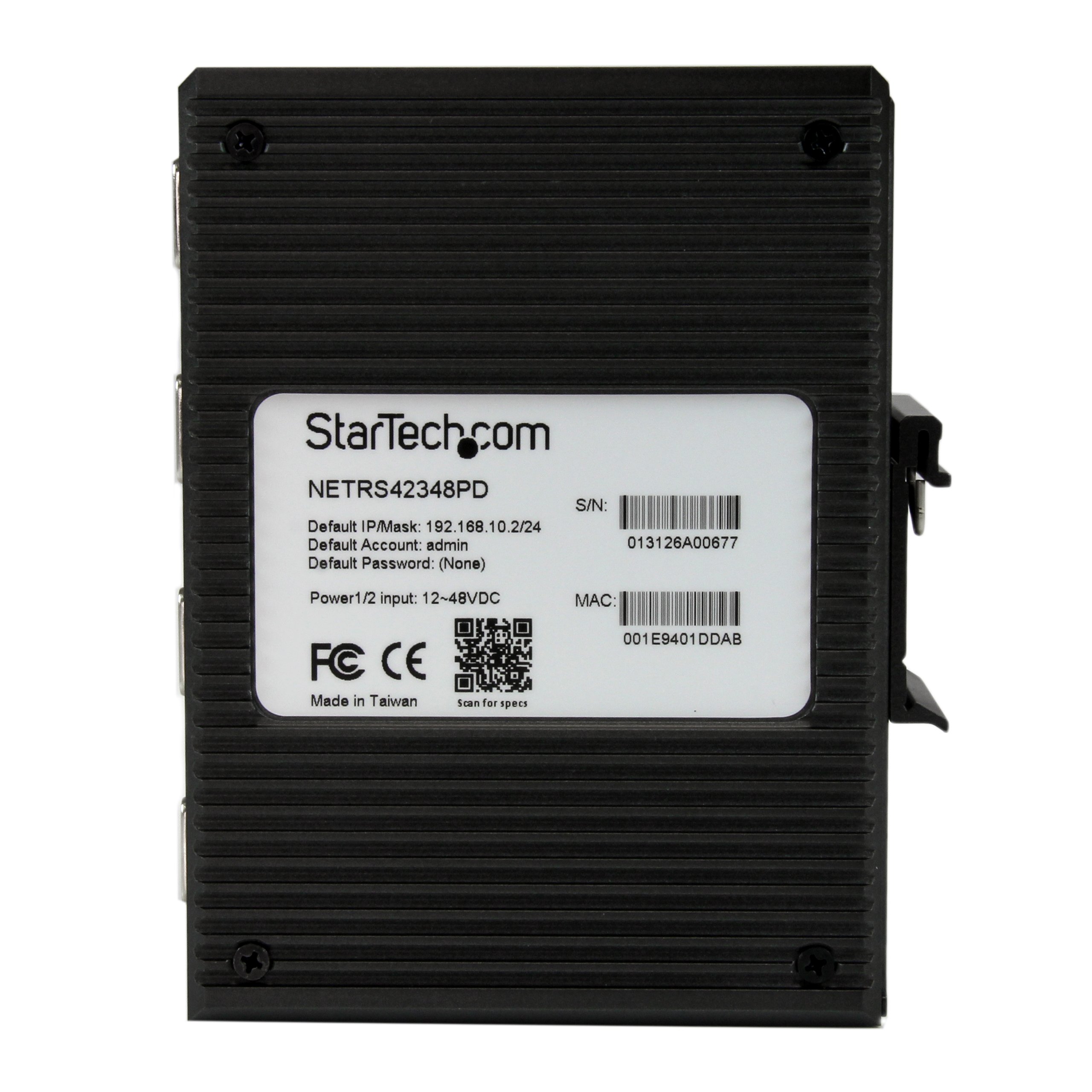 StarTech.com 4 Port Industrial RS-232 / 422 / 485 Serial to IP Ethernet Device Server - PoE-Powered - 2x 10/100Mbps Ports - Serial over IP (NETRS42348PD),Black 5
