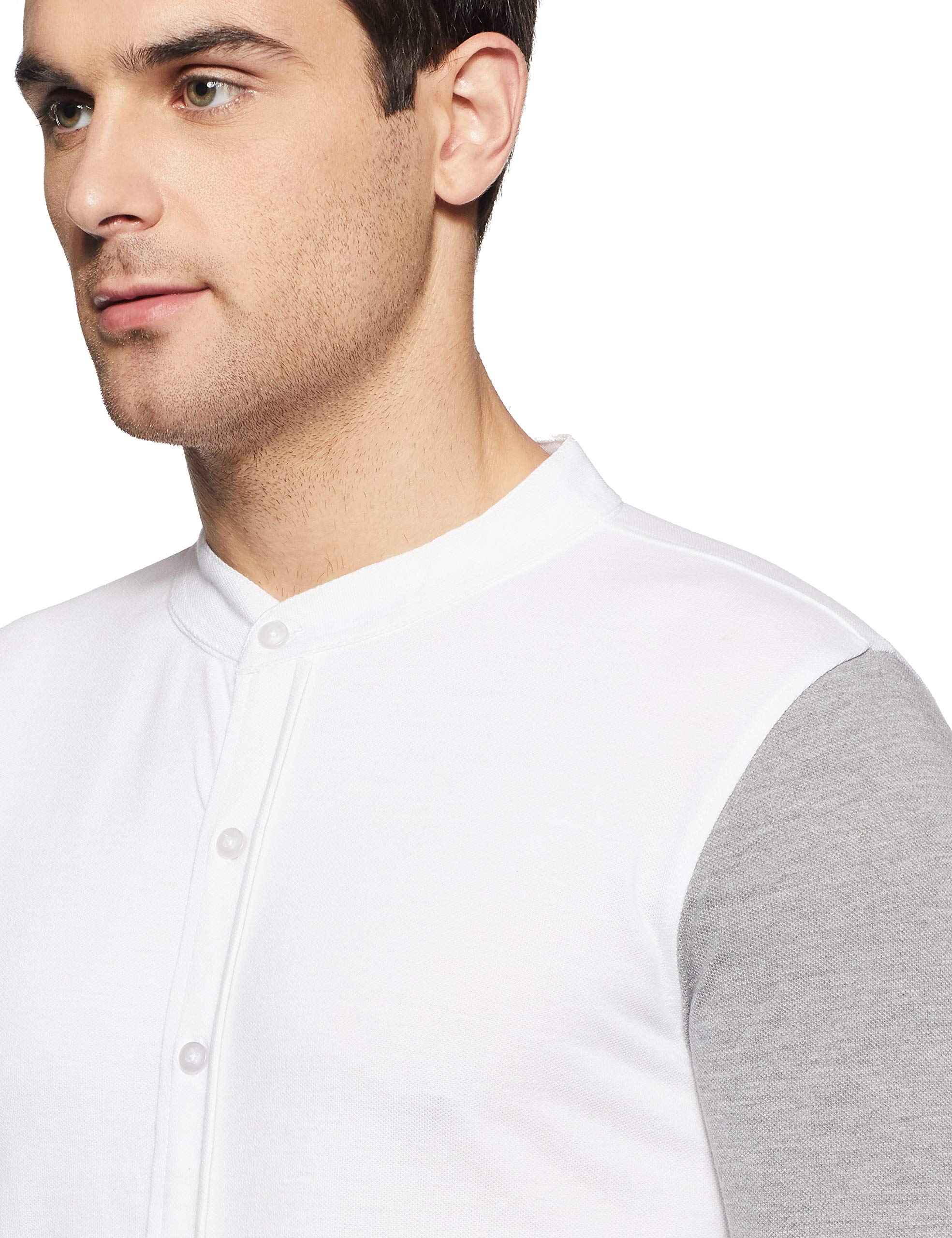 Campus Sutra Men's Trendy Cotton Casual Shirt(AZ18SHRT_MNCLR1_M_PLN_WHGR_AZ_L) White Grey 2