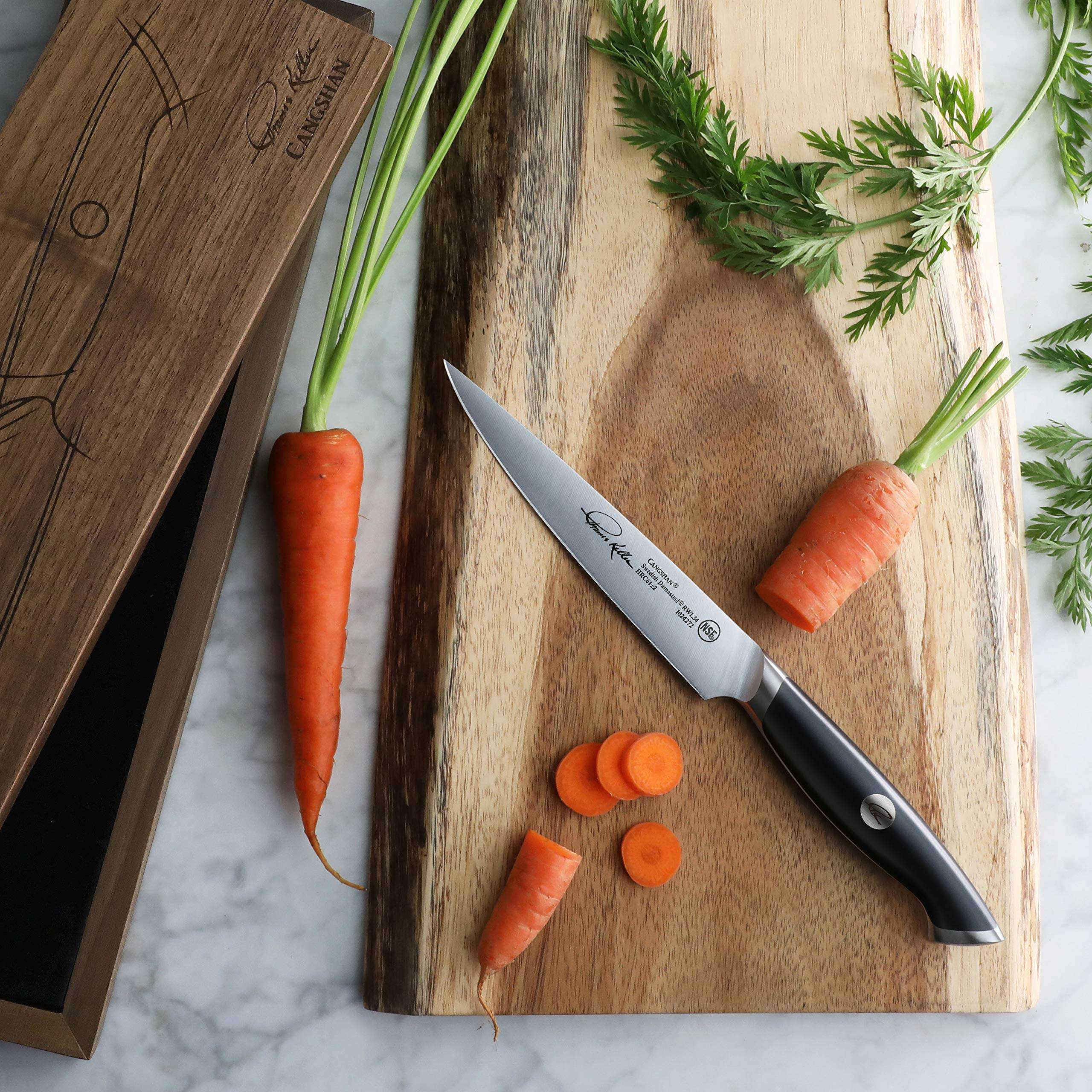 Cangshan Thomas Keller Signature Collection Swedish Powder Steel Forged, 5-Inch Utility Knife, Black 5