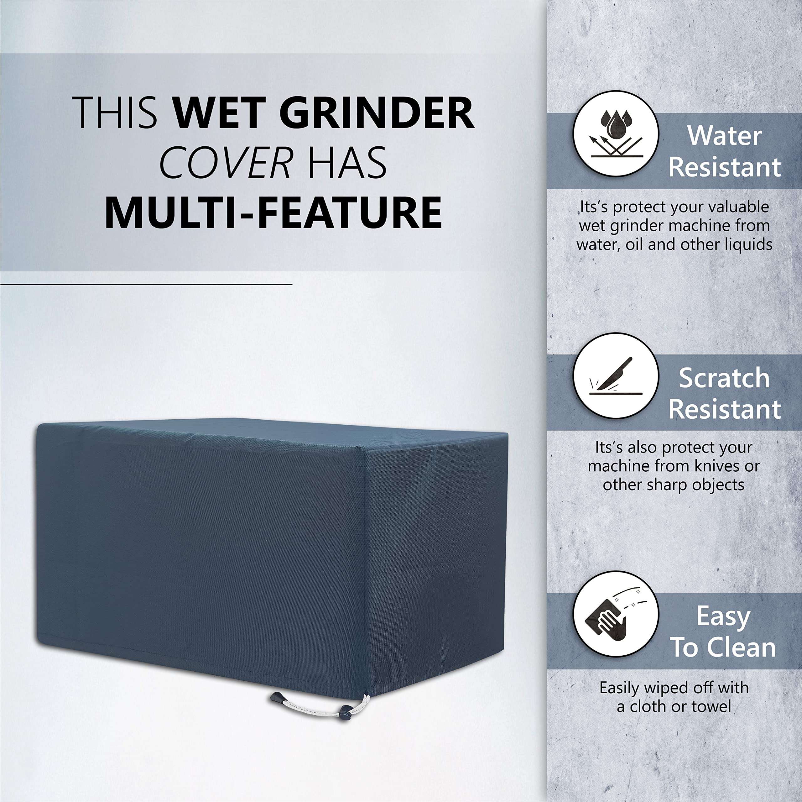 CRASOME Dust Proof Washable Kitchen Wet Grinder Cover for 2L Table Top Bajaj WX 1 | Bajaj WX 3 CSM-BJ (Blue) 4