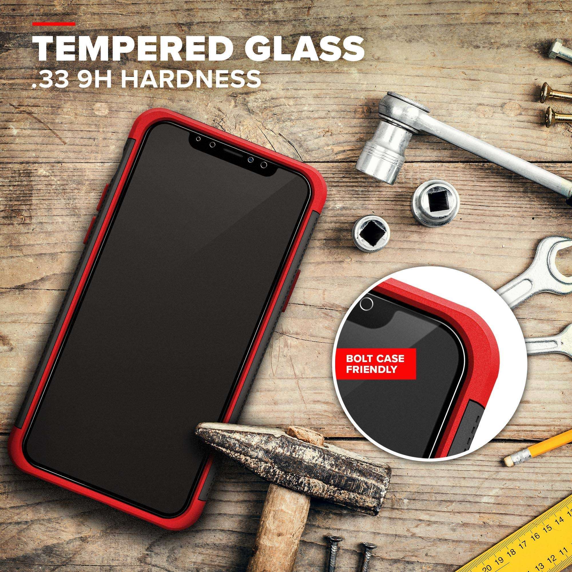 Zizo Bolt Cover - Case for iPhone 11 Pro with Military Grade + Glass Screen Protector & Kickstand and Holster (Black/Red) 3