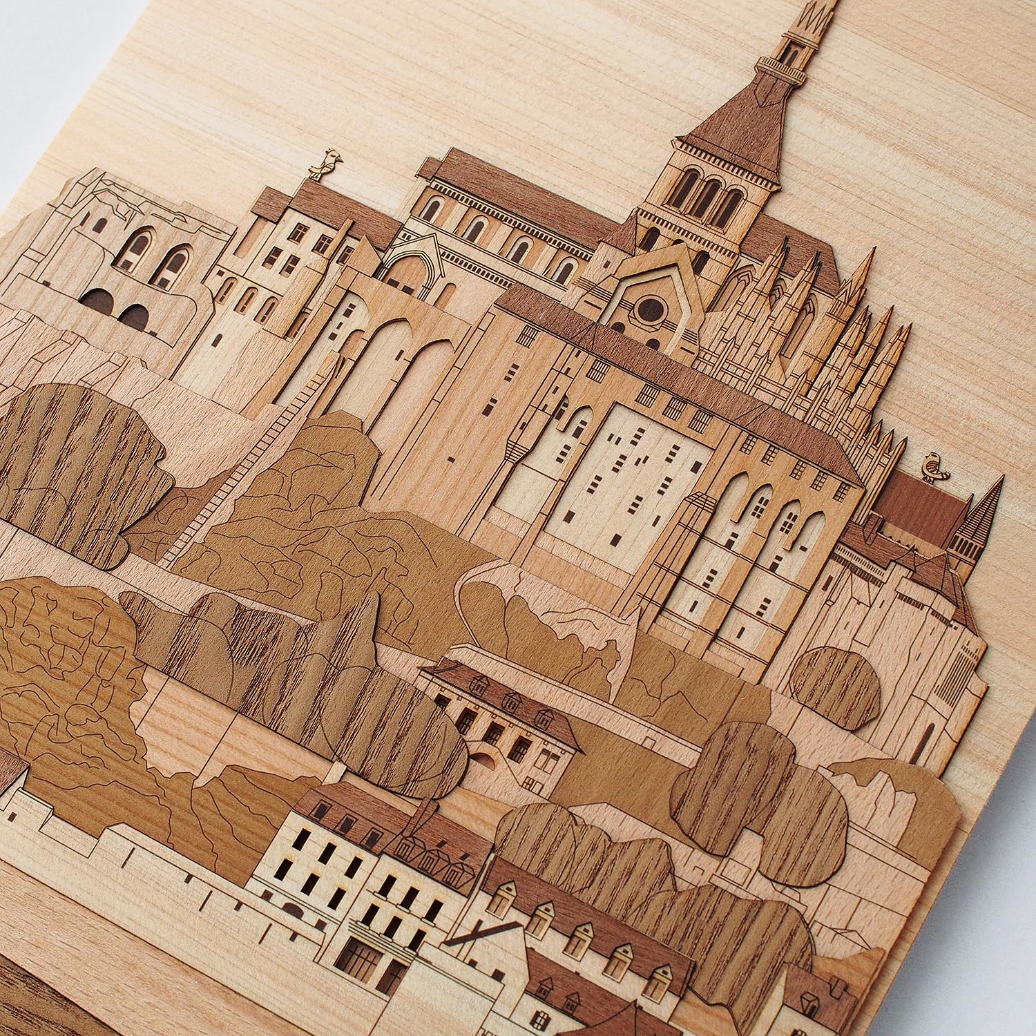 KINOWA Wooden Art Kit Kiharie Mont Saint-Michel Made in Japan 5