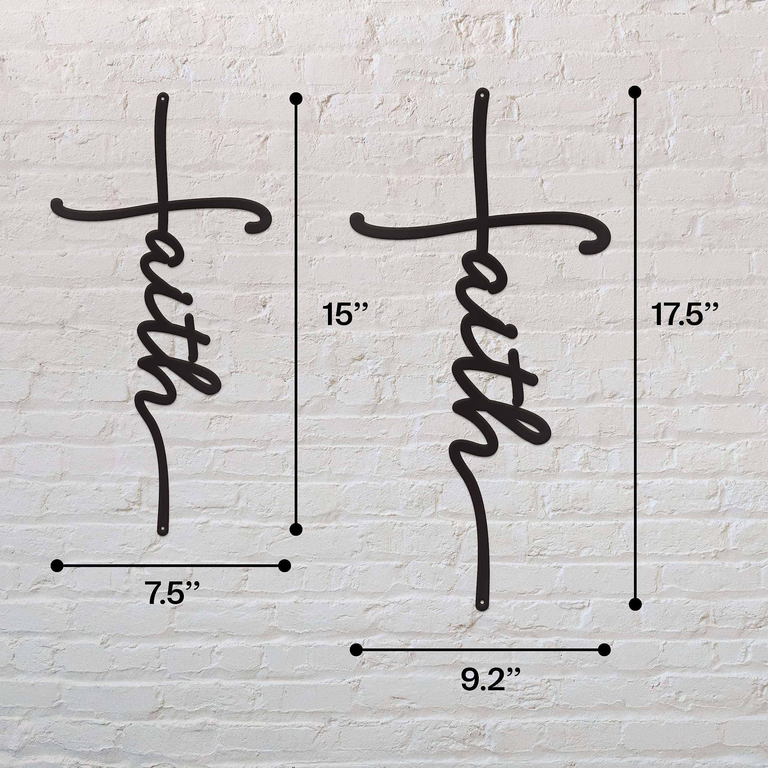 Vivegate Faith Sign Metal Cross Wall Decor, Black Home Word Love Calladagh Cross Bibical Wall Religious Hanging Decoration (15"X7.5") 5