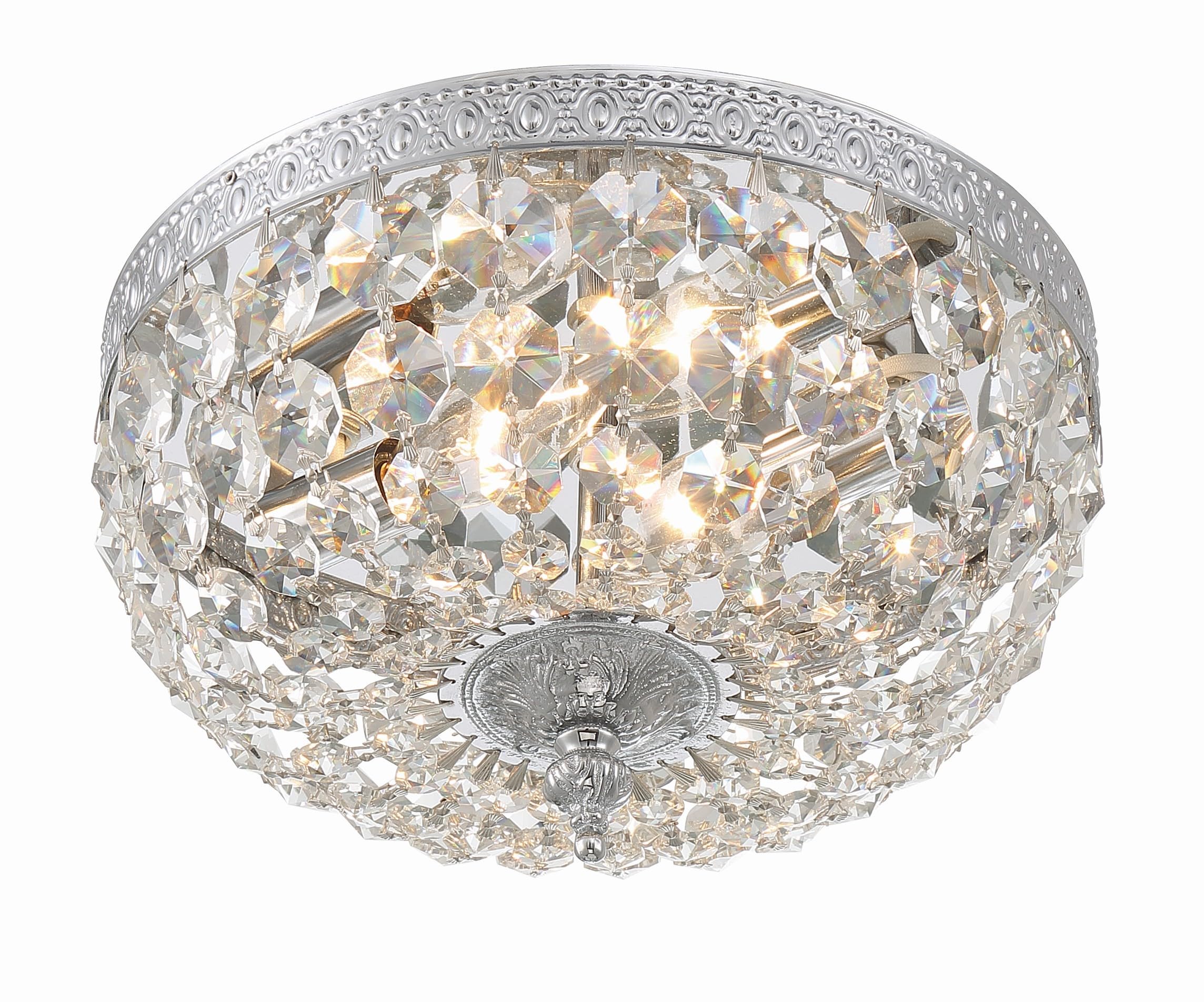 Crystorama 2 Light Hand Cut Crystal Polished Chrome Flush Mount 4