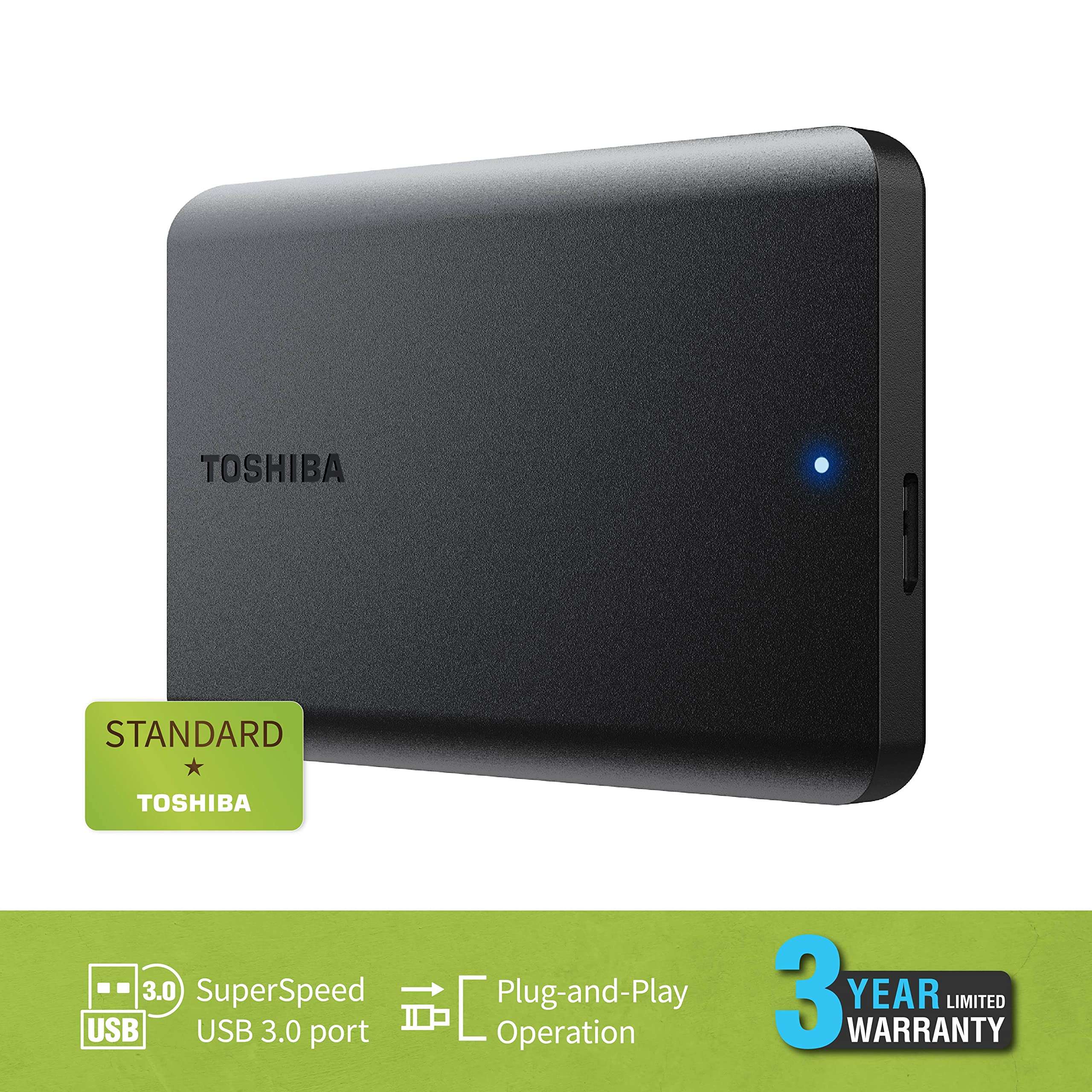 TOSHIBA Canvio Basics 2TB Portable External HDD - USB 3.0 for PC Laptop Windows and Mac, 3 Years Warranty, External Hard Drive - Black Matt 4