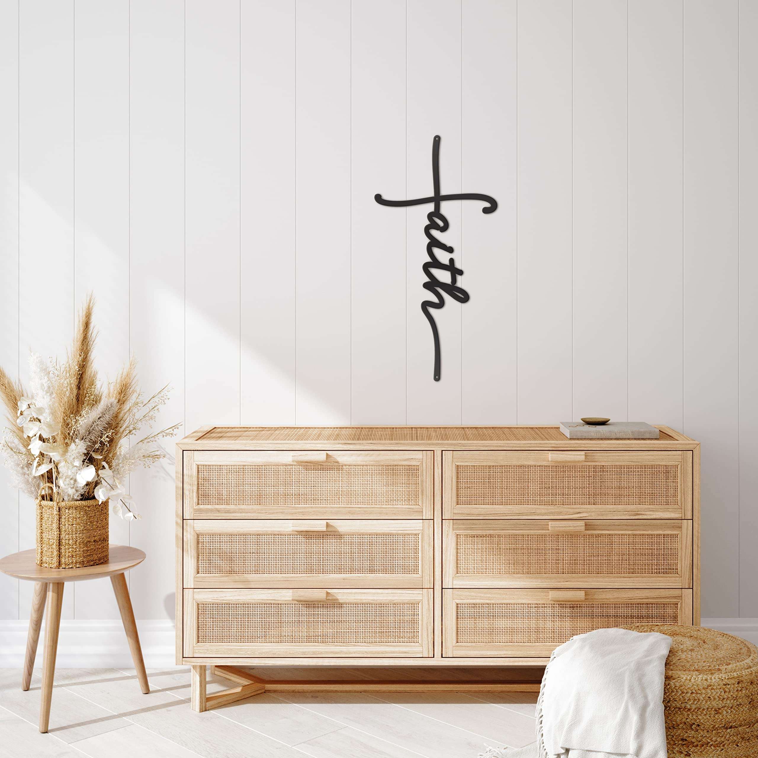 Vivegate Faith Sign Metal Cross Wall Decor, Black Home Word Love Calladagh Cross Bibical Wall Religious Hanging Decoration (15"X7.5") 4