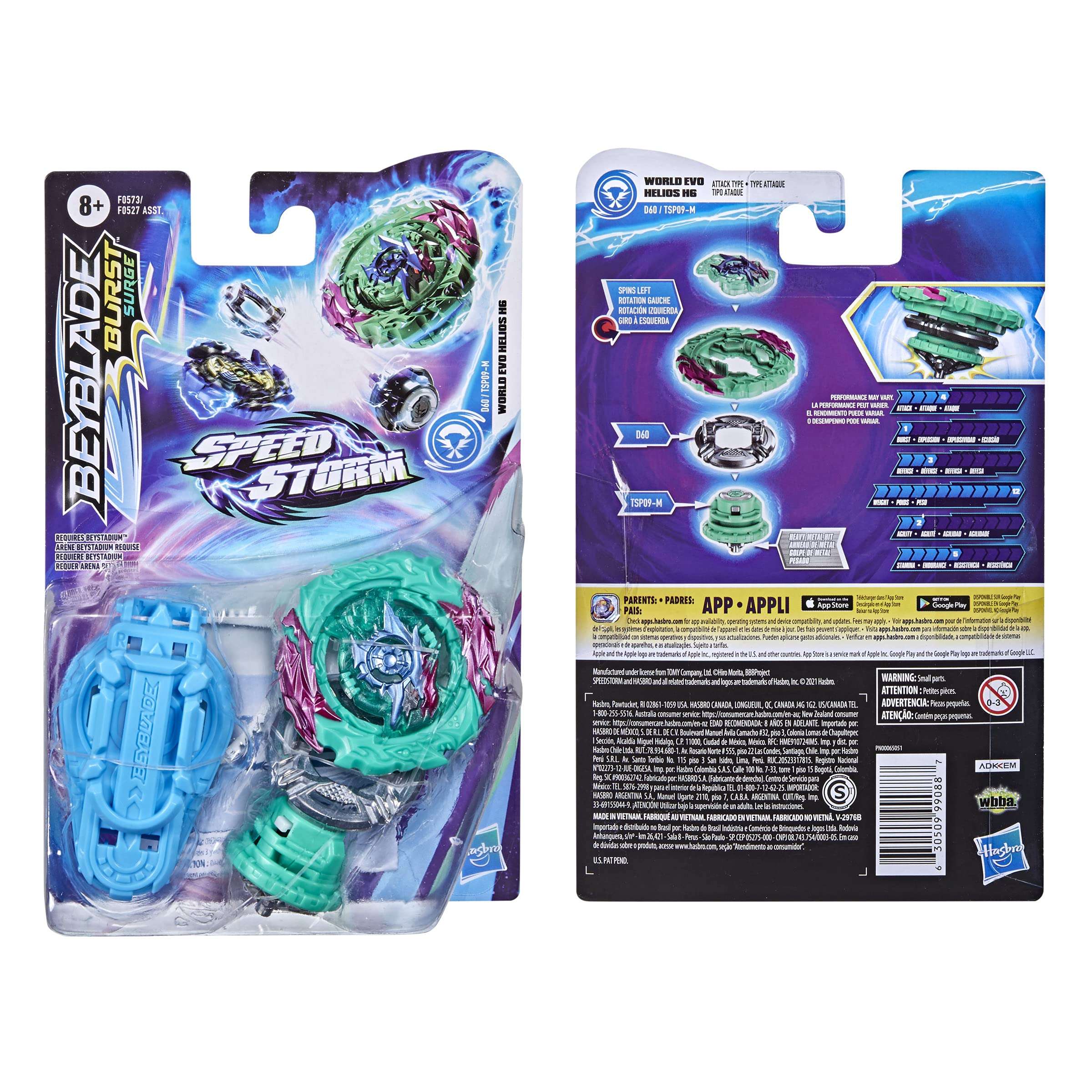 Beyblade Burst Surge Speedstorm World Evo Helios H6 Spinning Top Starter Pack – Attack Type Battling Game Top with Launcher, Toy for Kids 4