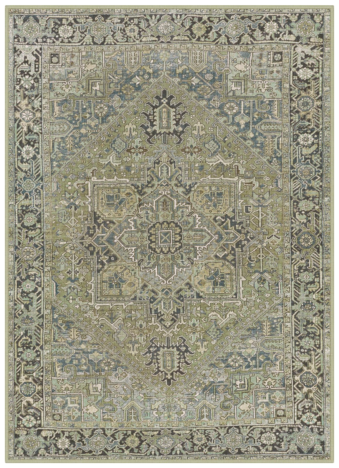 Worxvell Washable Rugs 3x5 - Non-Slip Entryway Rugs for Bedroom, Distressed Entry Throw Rug Indoor Front Door Mat Vintage Accent Area Rug Low Pile Carpet for Entrance Living Room Kitchen 3