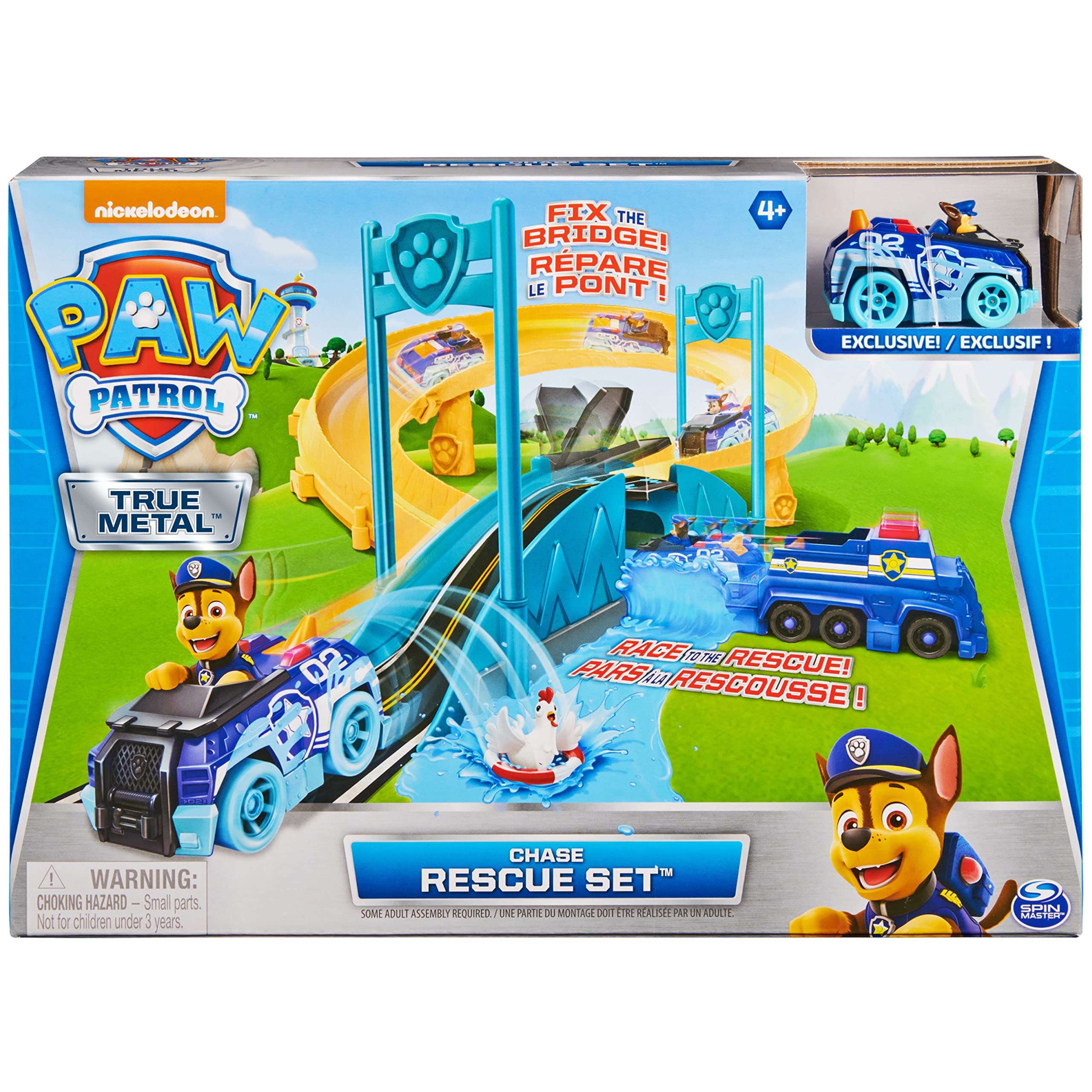 Paw Patrol, True Metal Chase Rescue Track Set with Exclusive Chase Die-Cast Vehicle, 1:55 Scale Kids Toys for Boys 2