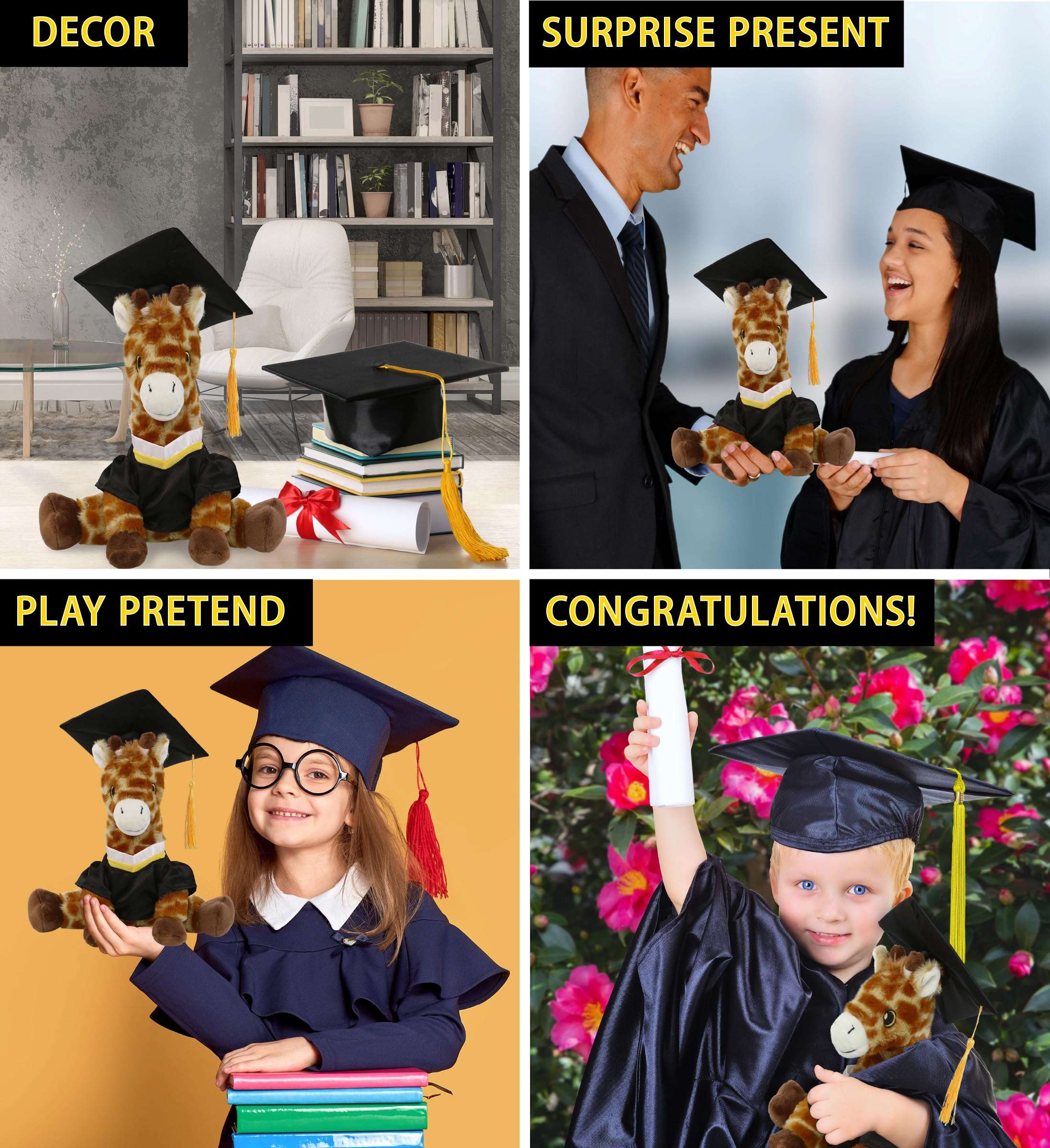 DolliBu Giraffe Graduation Plush Toy - Super Soft Giraffe Plush Graduation Stuffed Animal Dress Up with Graduation Gown and Cap with Tassel Outfit - Congratulatory Graduation Gift - 10 Inches 5
