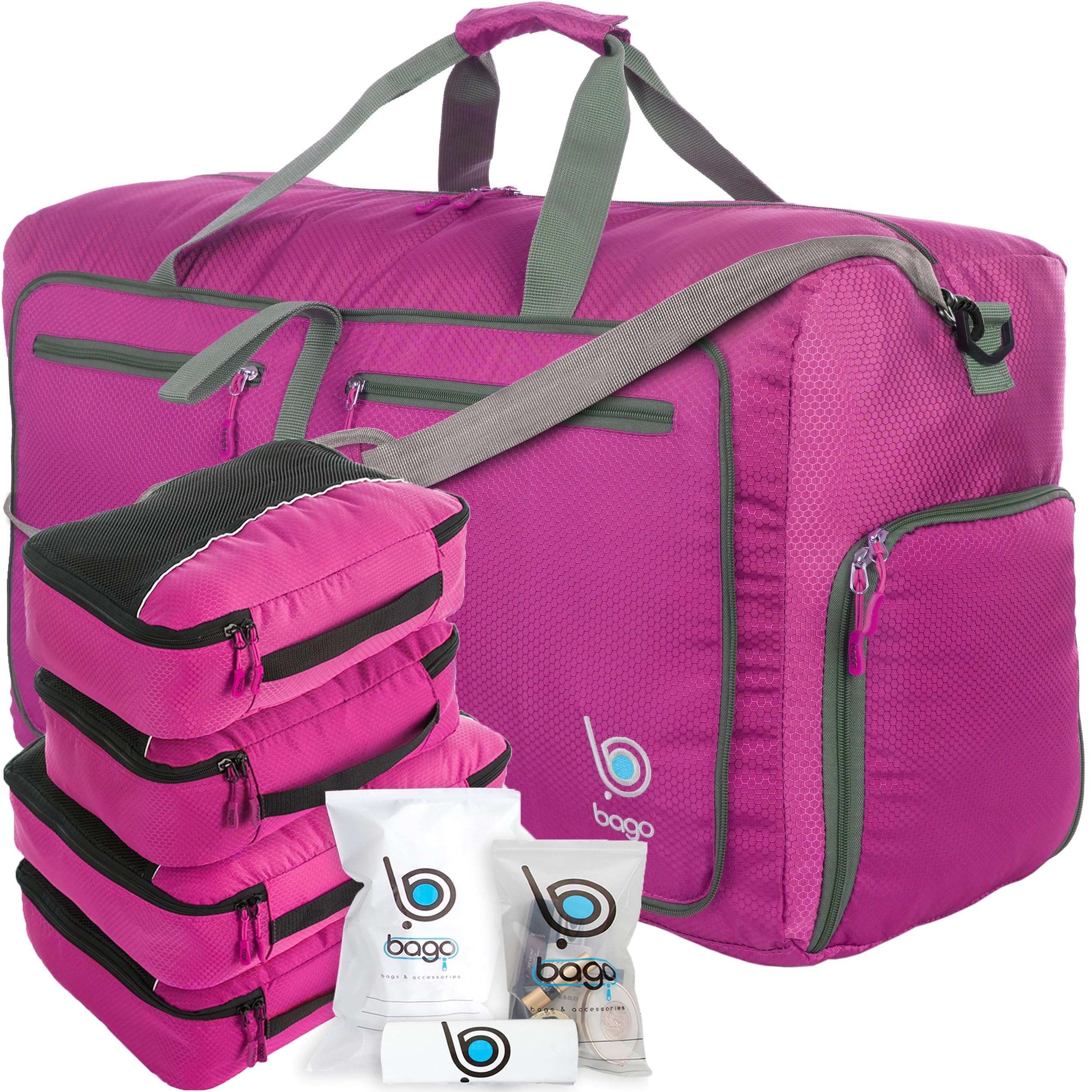 Bago Travel Bundle: 4 Packing Cubes (Pink) & 80L Duffel Bag (Pink) Set - Organize and Carry with Ease 1