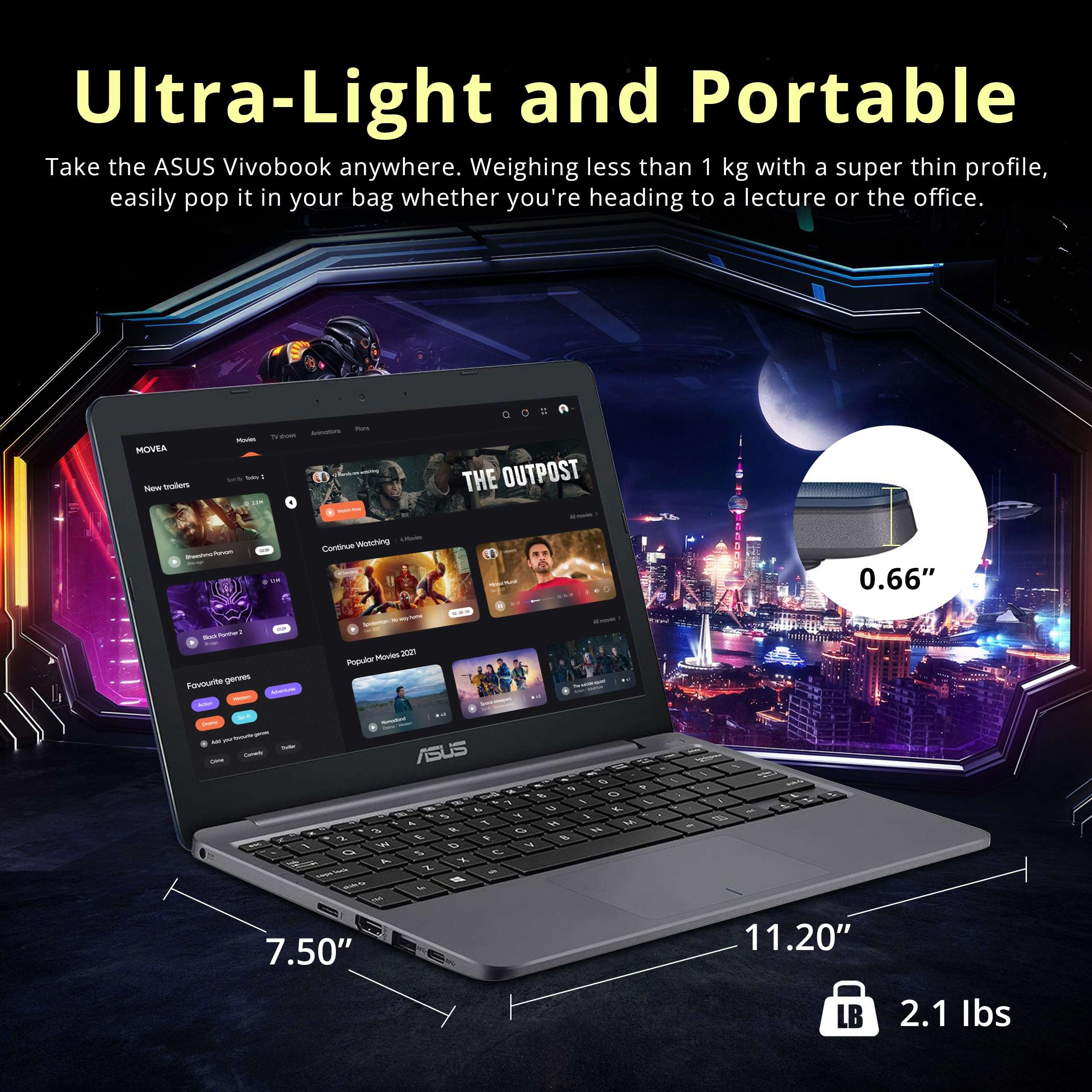 Asus BR1100C 11.6'' HD Rugged Student Laptop, Intel Celeron N4500, 4GB RAM, 128GB SSD, 1 MP Rear Webcam, Webcam Shield, Spill-Resistant Keyboard, Intel UHD Graphics, Win 10 Pro, Dark Grey 6