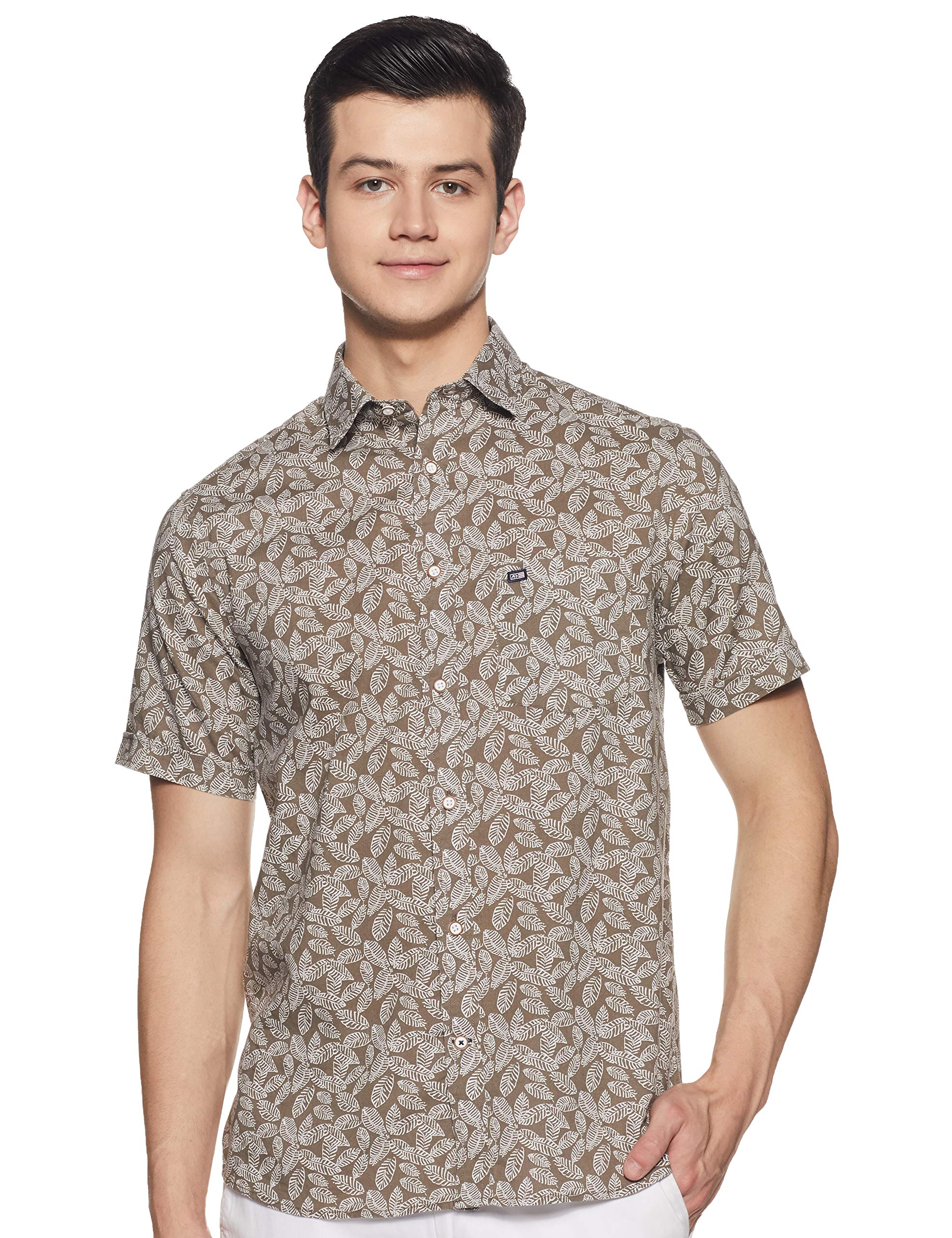 Arrow Sports Men's Slim Shirt (ASZSH0387_Beige 42) 1