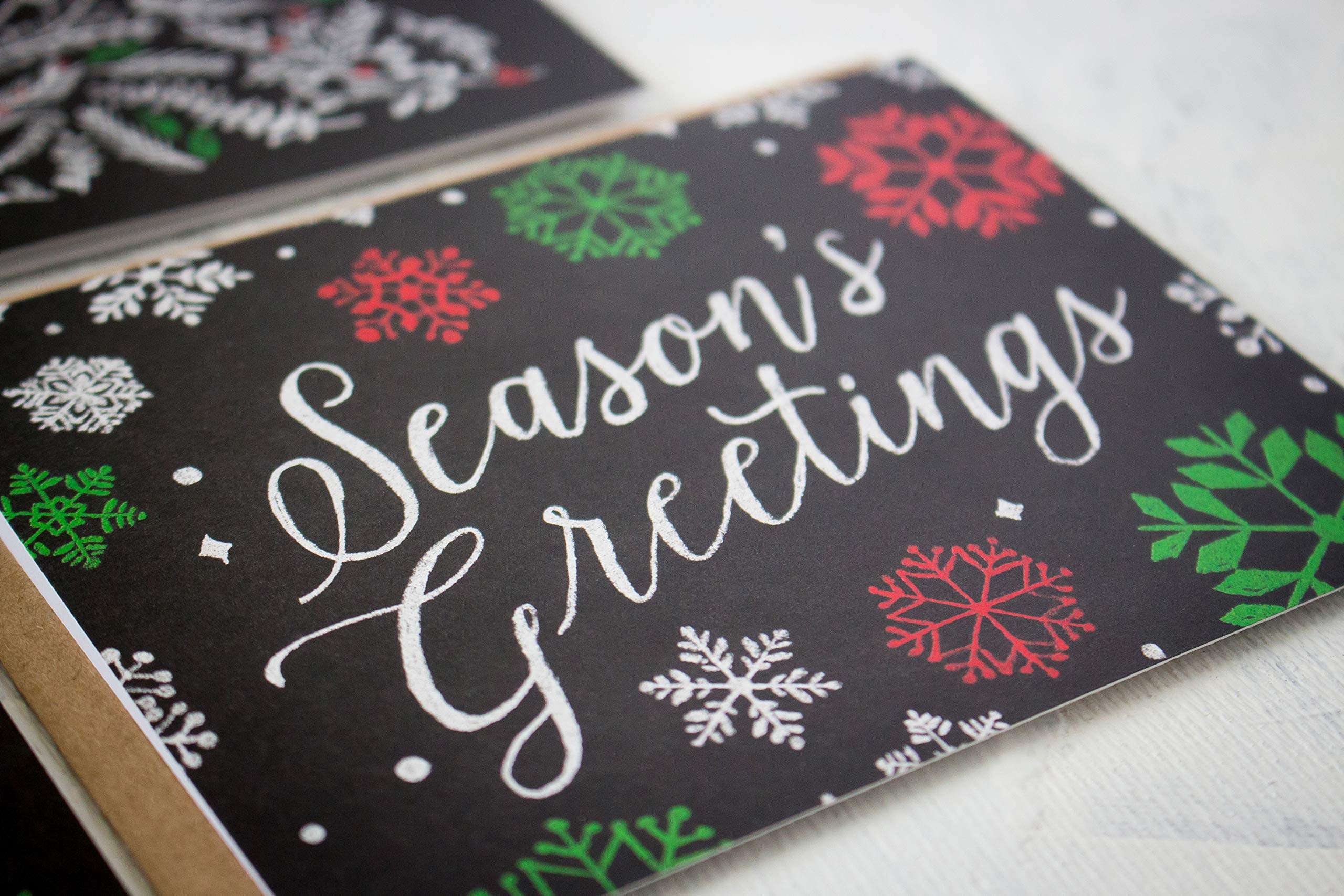 Christmas Cards Boxed Set: Chalk Art Holiday Card Pack (Premium Christmas Card Box Set + Kraft Envelopes) - 4 Unique Assorted Chalkboard Designs - Proudly Made in The USA by Palmer Street Press (36) 3