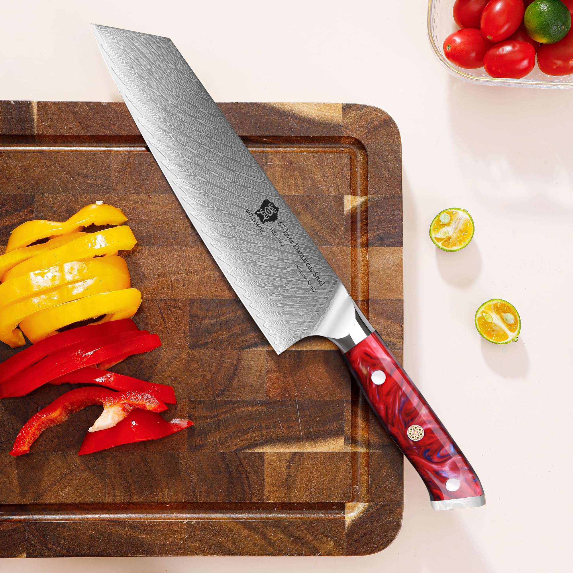 WILDMOK Kiritsuke Knife 8.5 inch, Razor Sharp Vegetable Cleaver, Japanese Chef Knife Damascus Steel, Multipurpose Professional Chef Knife, Ergonomic Resin Handle with Gift Box 4