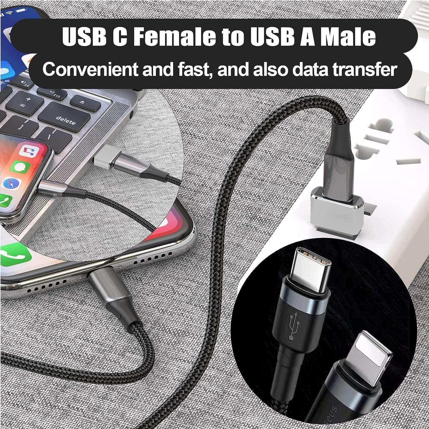 Etzin USB 3.1 Type C USB C [2 Pack] Female to USB Male Adapter USB-C Female to USB Male, USB Type C Female to USB OTG Adapter Data Transfer Adapt etc. (Pack-of-2, Silver) 6