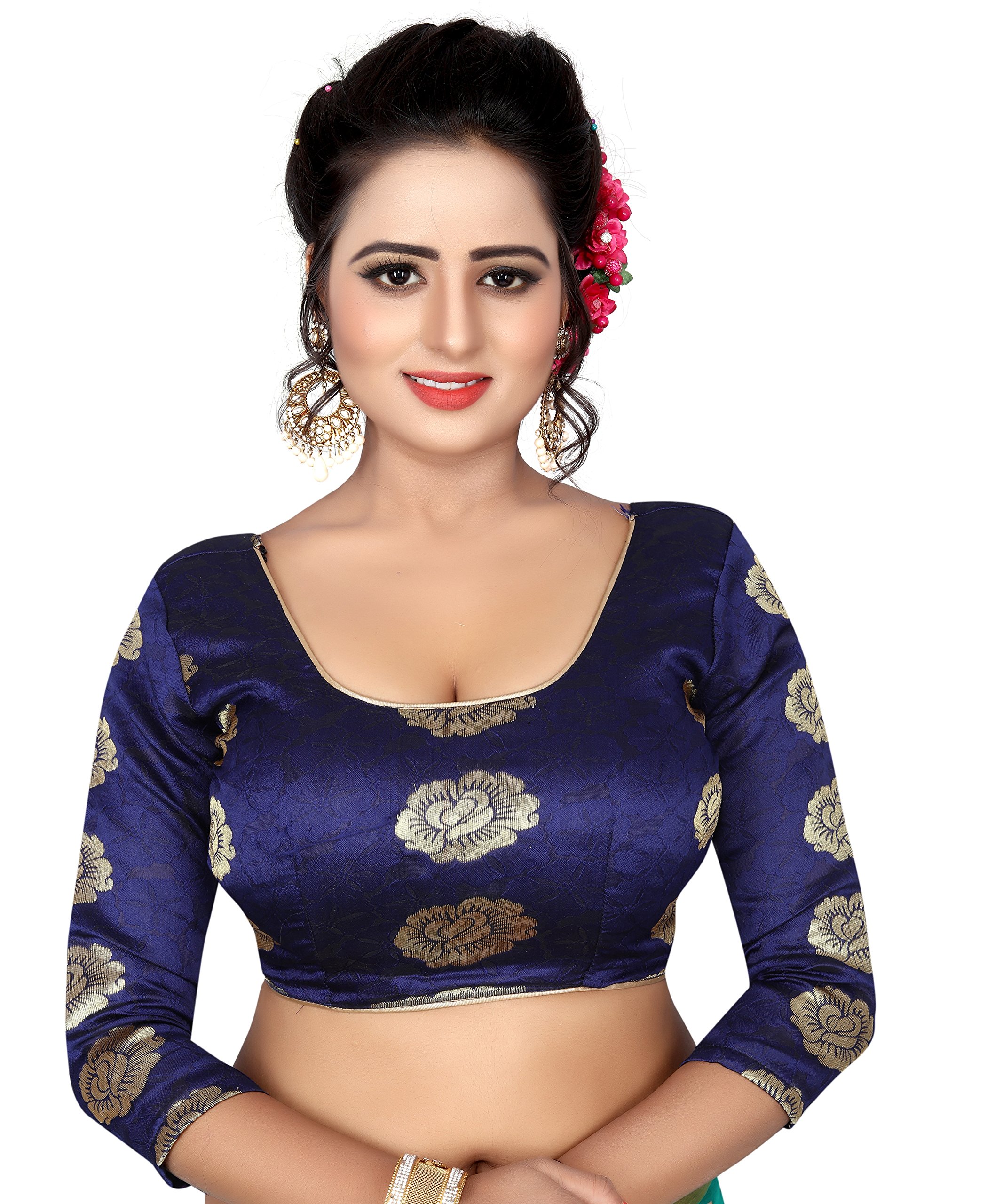 PerfectBlue Women's Khadi Saree (KalamKaranVariation_DarkBlue) 4