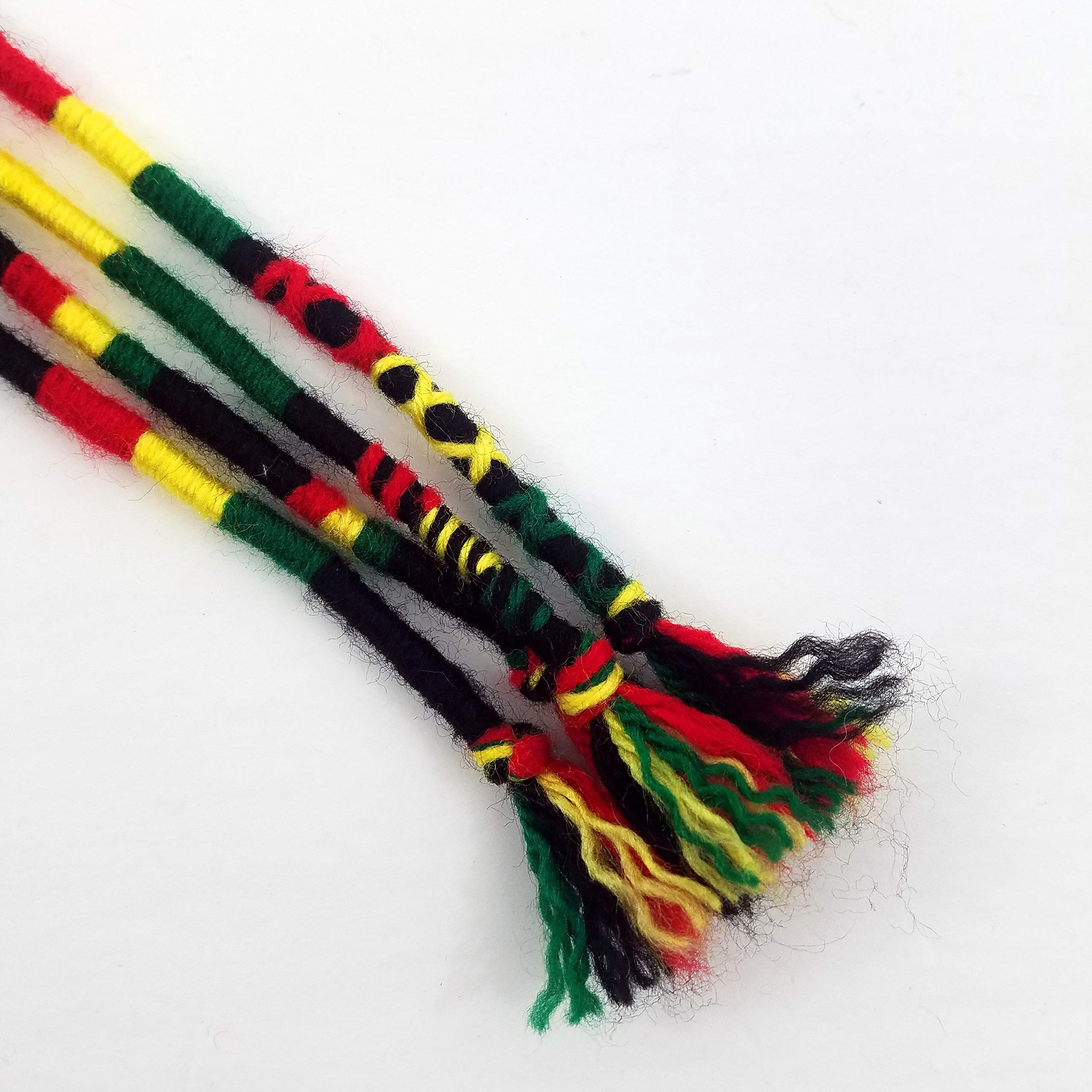 Rasta Colors Red, Yellow, Green, Black - Hippie Hair Extension, Qty: 1 Dreadlocks Accessory, Dread Wrap, Hair Fall, Hair Wrap, Colorful Accessories for Dreads, Braids, Curls 4