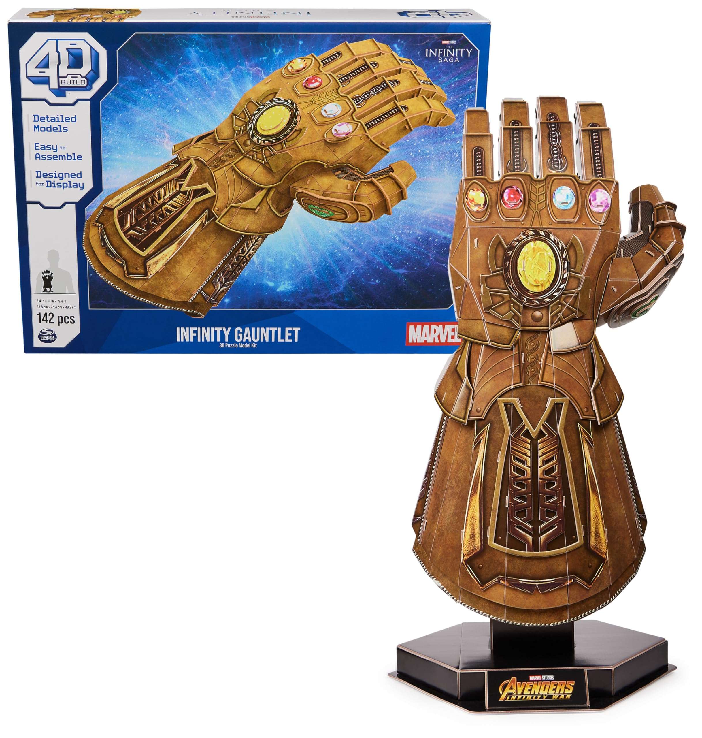 4D Build, Marvel Infinity Gauntlet 3D Puzzle Model Kit with Stand 142 Pcs | Thanos Desk Decor | Building Toys | 3D Puzzles for Adults & Teens 12+ 2