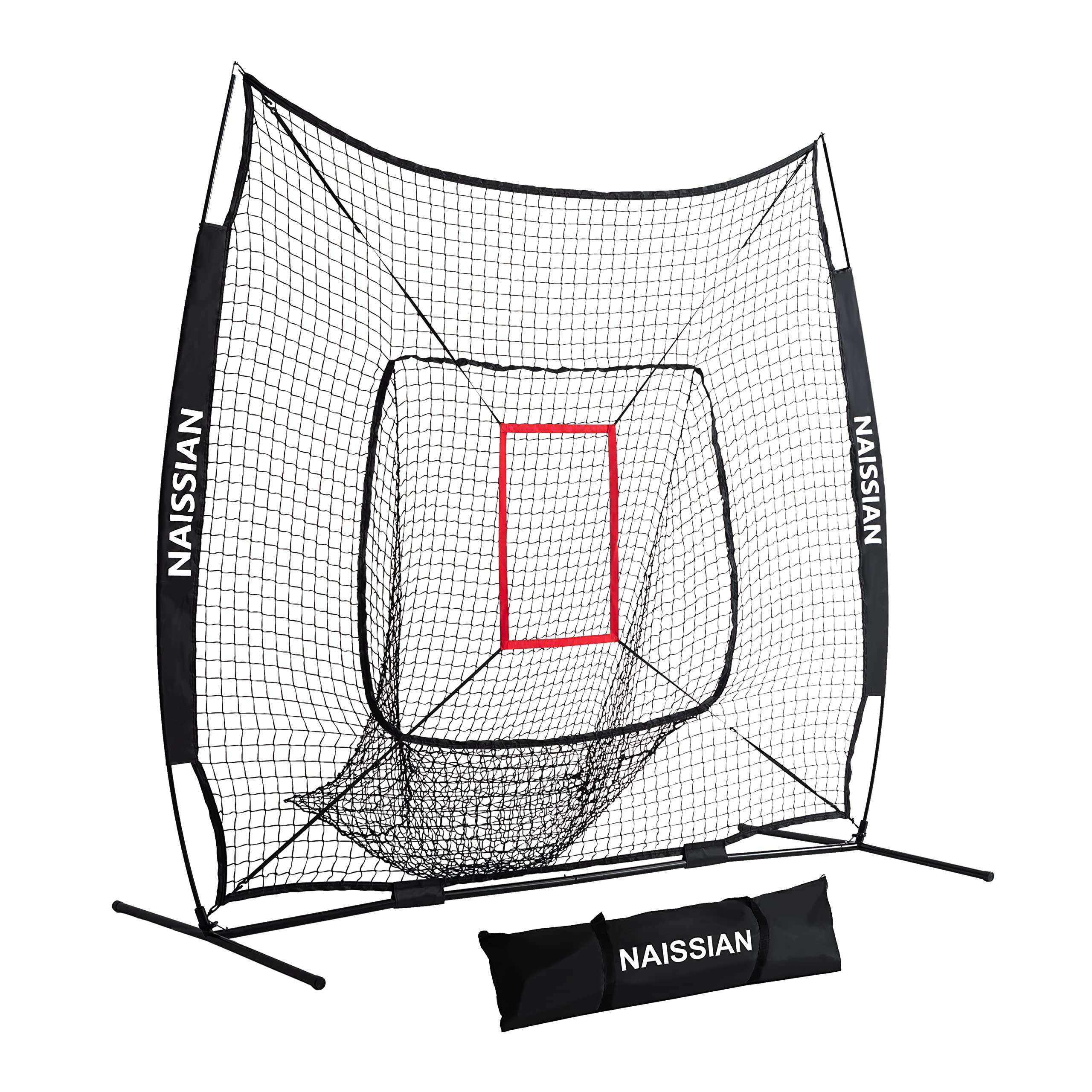 Replacement 7'x7' Baseball Batting and Pitching Net with Adjustable Strike Zone,7 Strand Polyester Baseball Cage Net for Softball Hitting and Throwing Practice,Batting Nets for Backyard (Net Only) 1