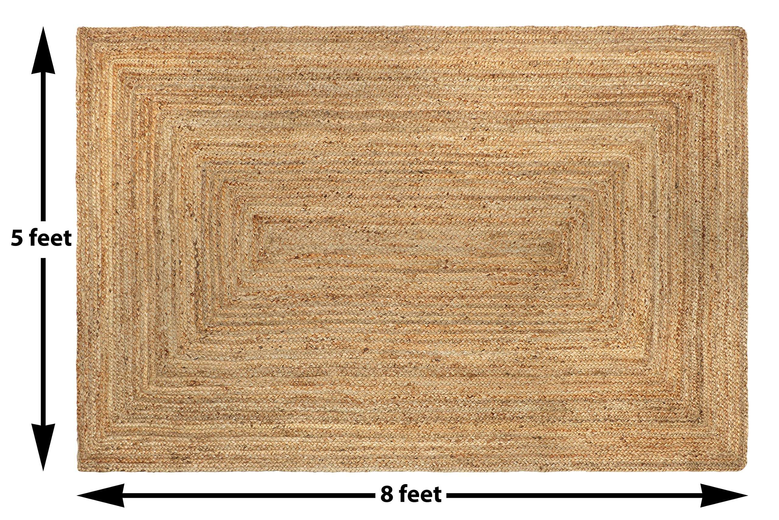THE HOME TALK Natural Handcrafted Reversible Jute Rug-150X240CM|Traditional Carpet For Living Room,Kitchen,Entryway,Bedroom,Dining Room|Rustic Bohemian Decor|Durable,Anti-Skid Carpets for Centre Table 3