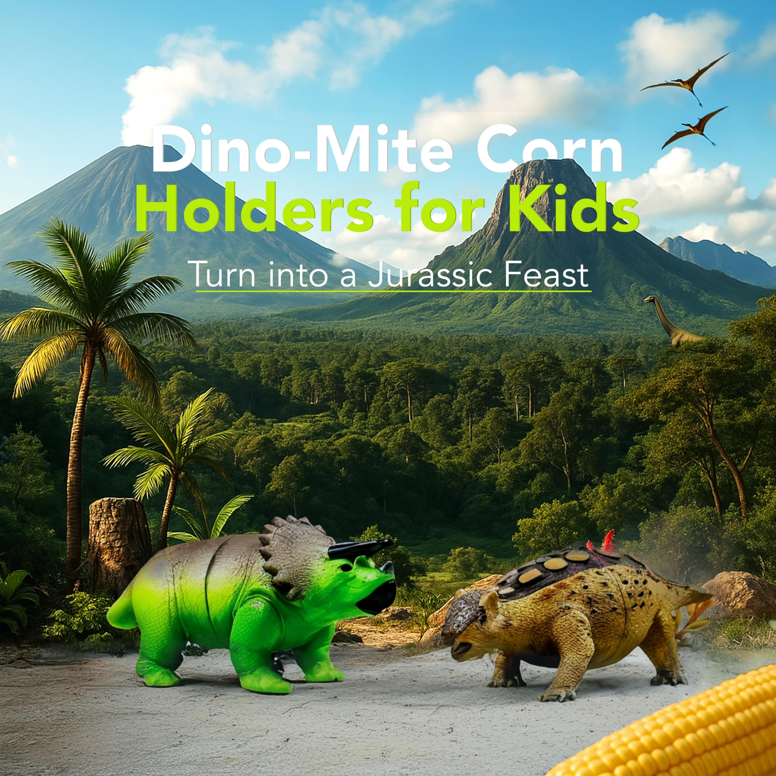 Corn Holders for Corn On The Cob – Unique Dinosaur Corn Cob Holder for Kids and Adults – Cute Dino with Stainless Steel Prongs – Reusable and Easy to Clean 6