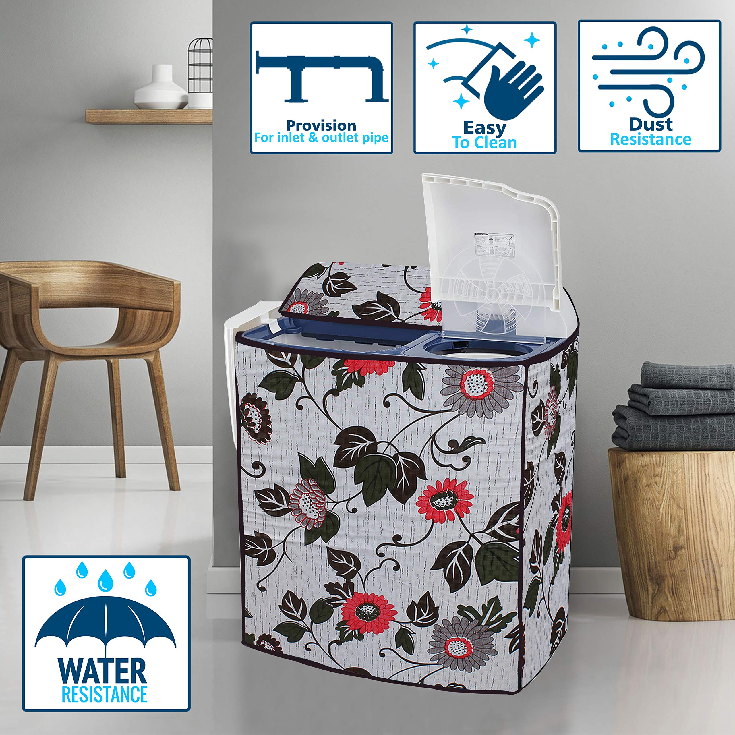 Star Weaves Semi Automatic Washing Machine Cover for GODREJ 8.5KG Top Loading WSEDGE ULTS 85 5.0 DB2M CSGR - Waterproof & Dustproof Cover KUM21 3