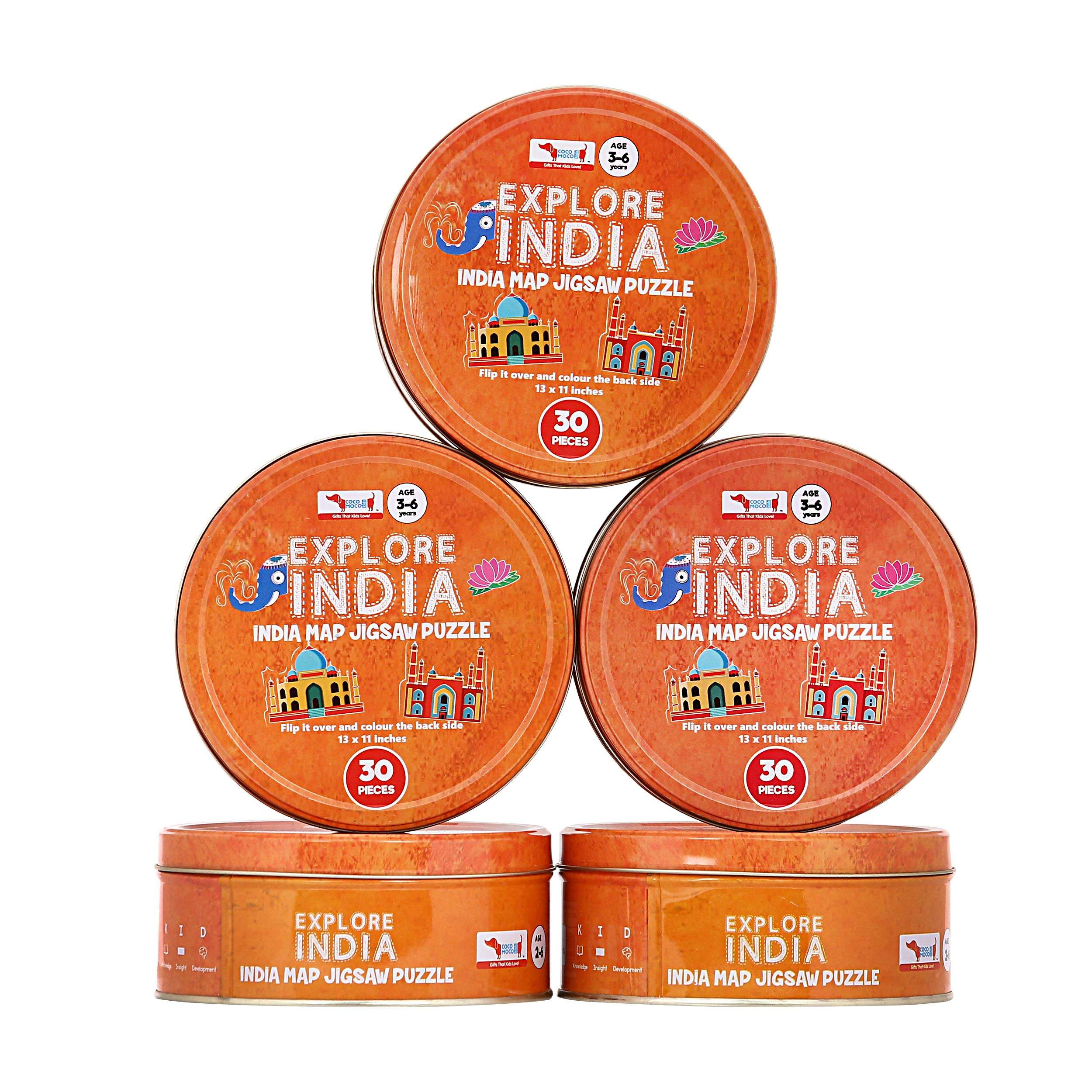 CocoMoco Kids India Map Jigsaw Puzzle 30 Pieces - Combo of 5 Pieces - Return Gifts for Kids Birthday Party Unique Learning Toys for 4-6 Year Old Boys Girls 3