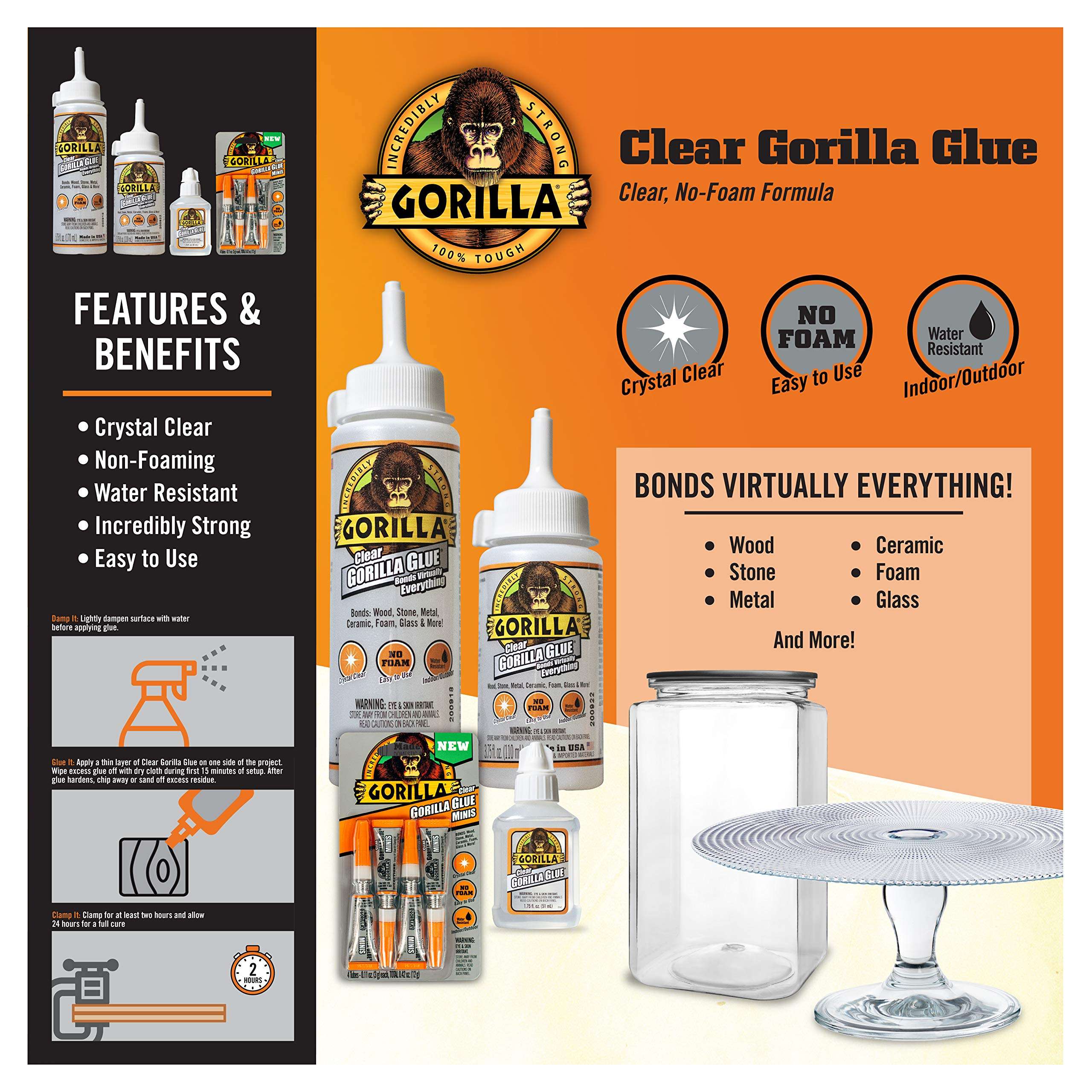Gorilla Clear Glue and Gorilla Heavy Duty Spray Adhesive Bundle 3