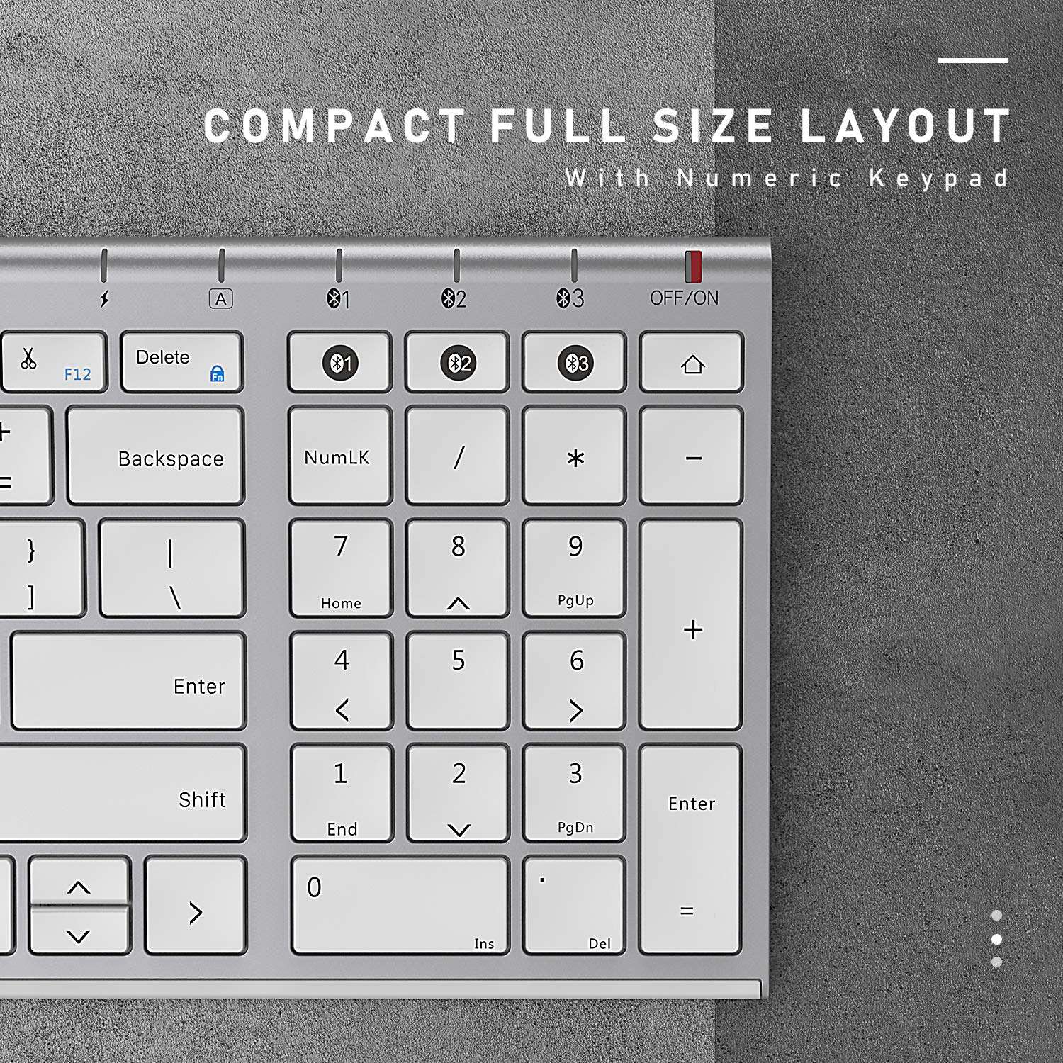 Nasuque Bluetooth Keyboard for Mac OS, Wireless Rechargeable Slim Multi-Device mac Keyboard with Number Pad Compatible for MacBook Pro/Air, iMac, iPhone, iPad Pro/Air/Mini - Silver 2