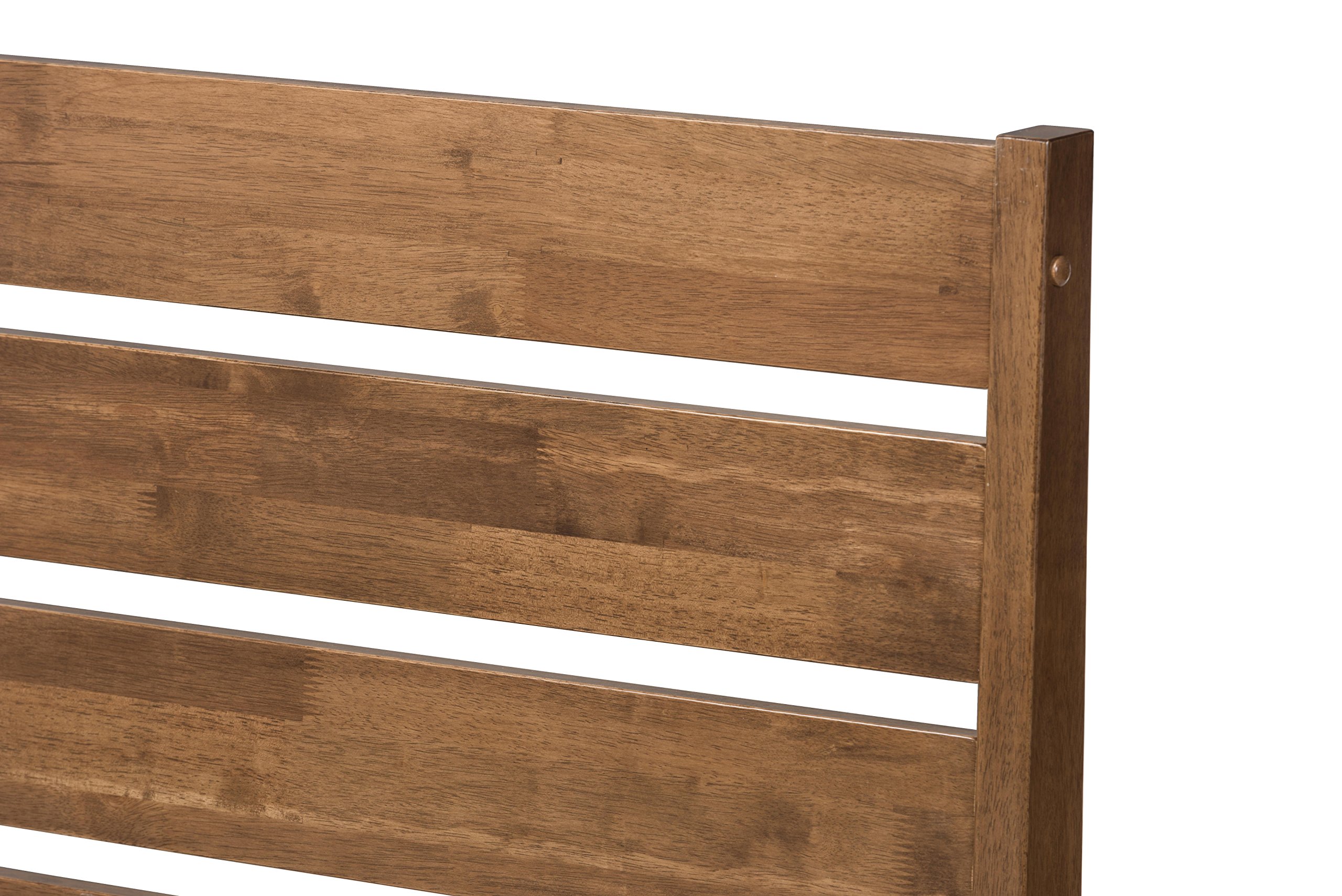 Baxton Studio Emmeline Mid-Century Modern Solid Walnut Wood Slatted Headboard Style Platform Bed, Queen, brown 5