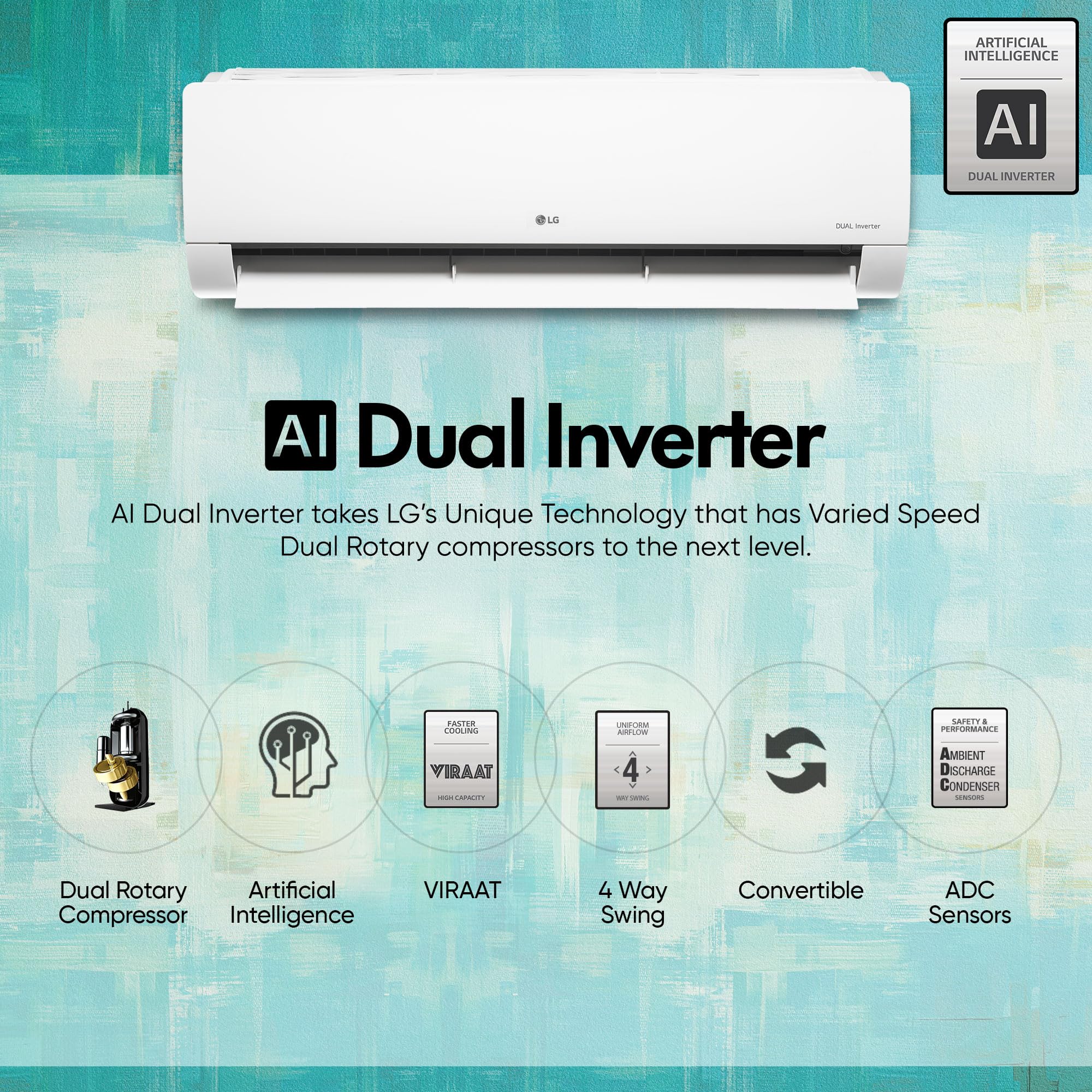 LG 1 Ton 4 Star DUAL Inverter Split AC (Copper, AI Convertible 6-in-1 Cooling, 4 Way Swing, HD Filter with Anti-Virus Protection, 2024 Model, TS-Q13JNYE, White) 3