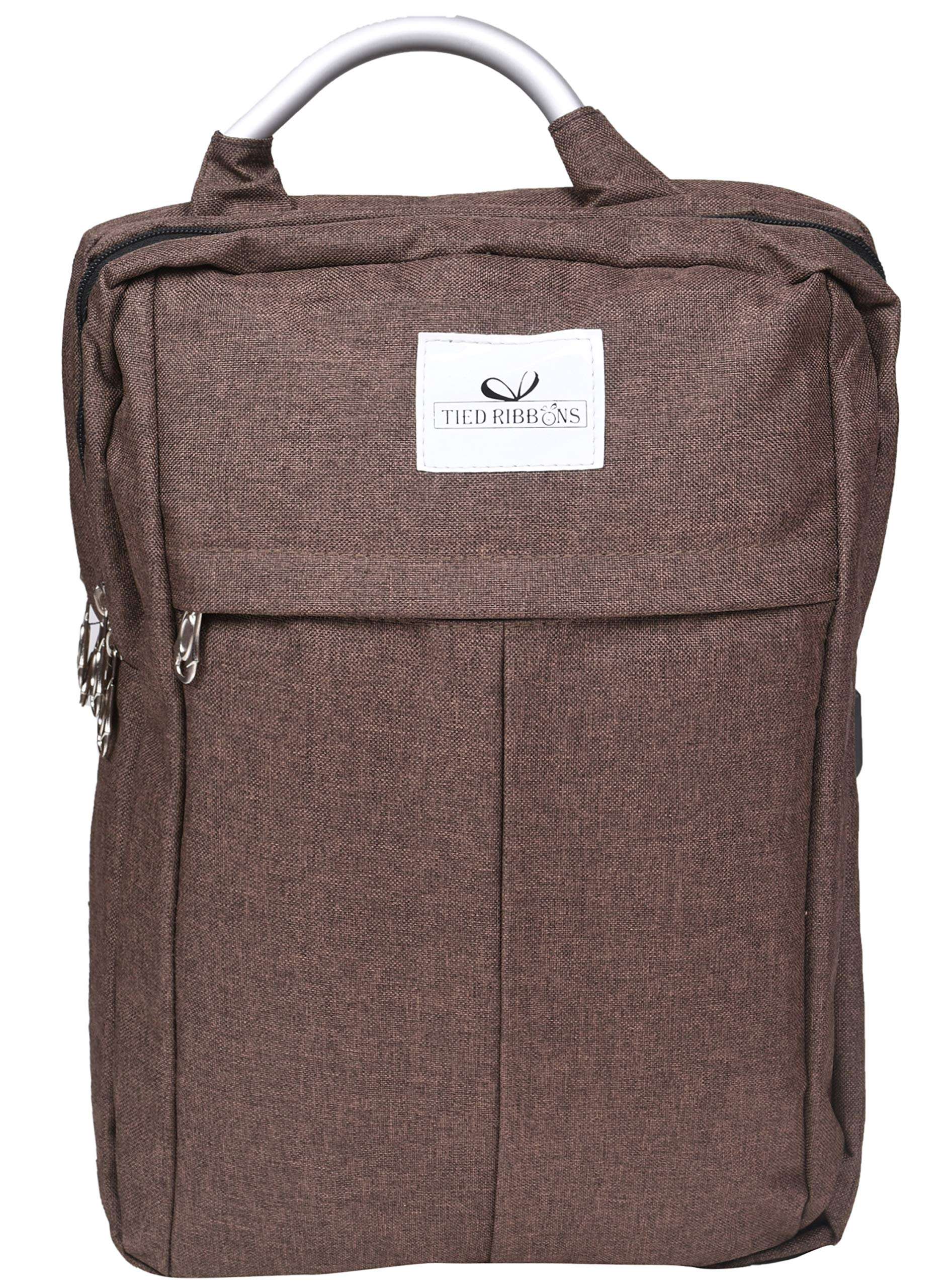 TIED RIBBONS 20 LTR Slim Laptop Backpack Bag with 3 Compartment and USB Charging Point(Brown)-Fits up to 15.6-inch Laptop 1