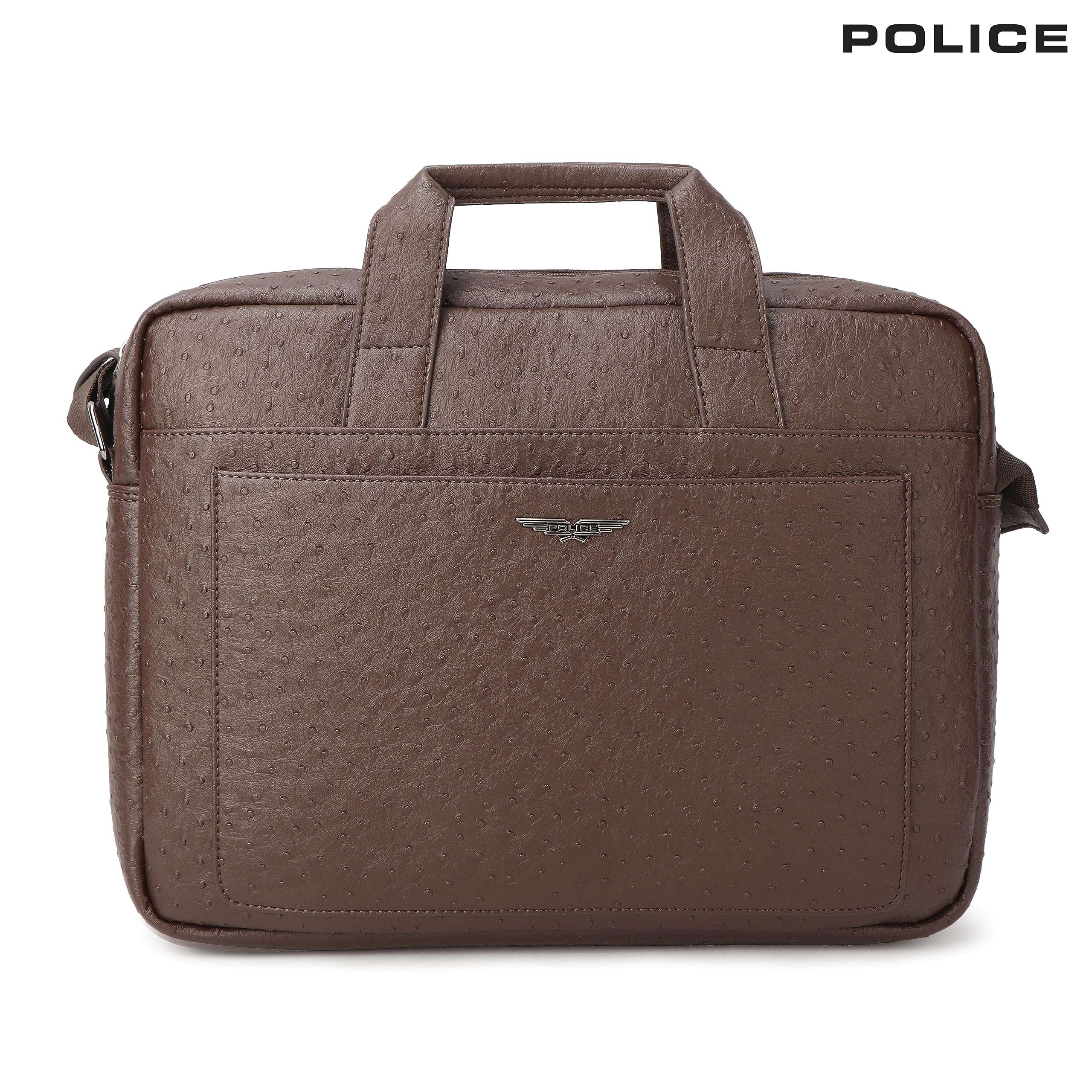POLICE OSTRICH POLO 15 INCH BRIEFCASE-BROWN 6