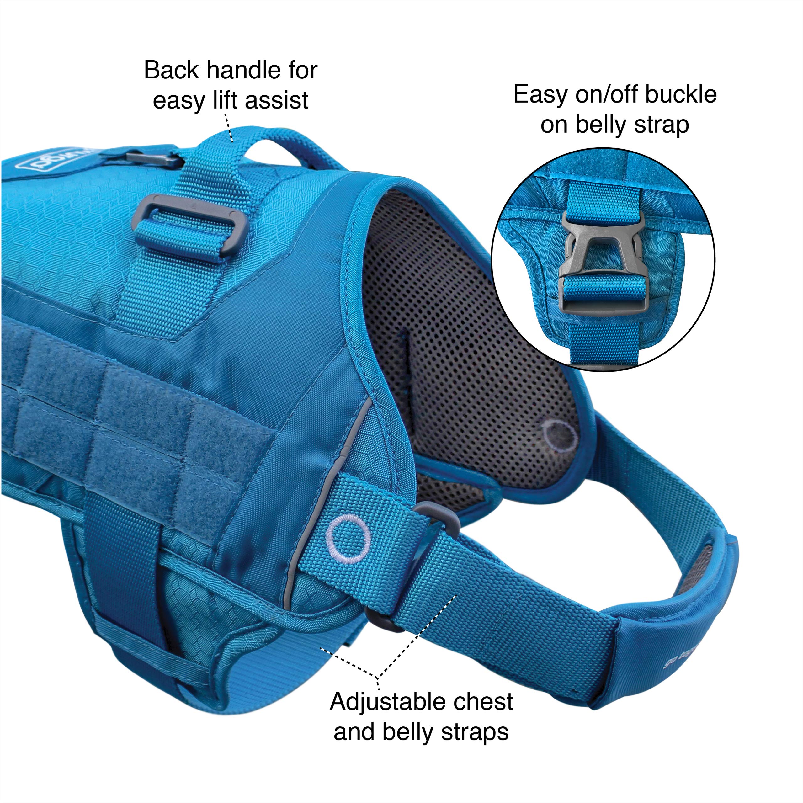 Kurgo MOLLE Clip Compatible Tactical Dog Harness, MOLLE Vest for Dogs, Service Dog Training Vest, RSG Townie Dog Harness for Small, Medium & Large Dogs (Large, Black) 4