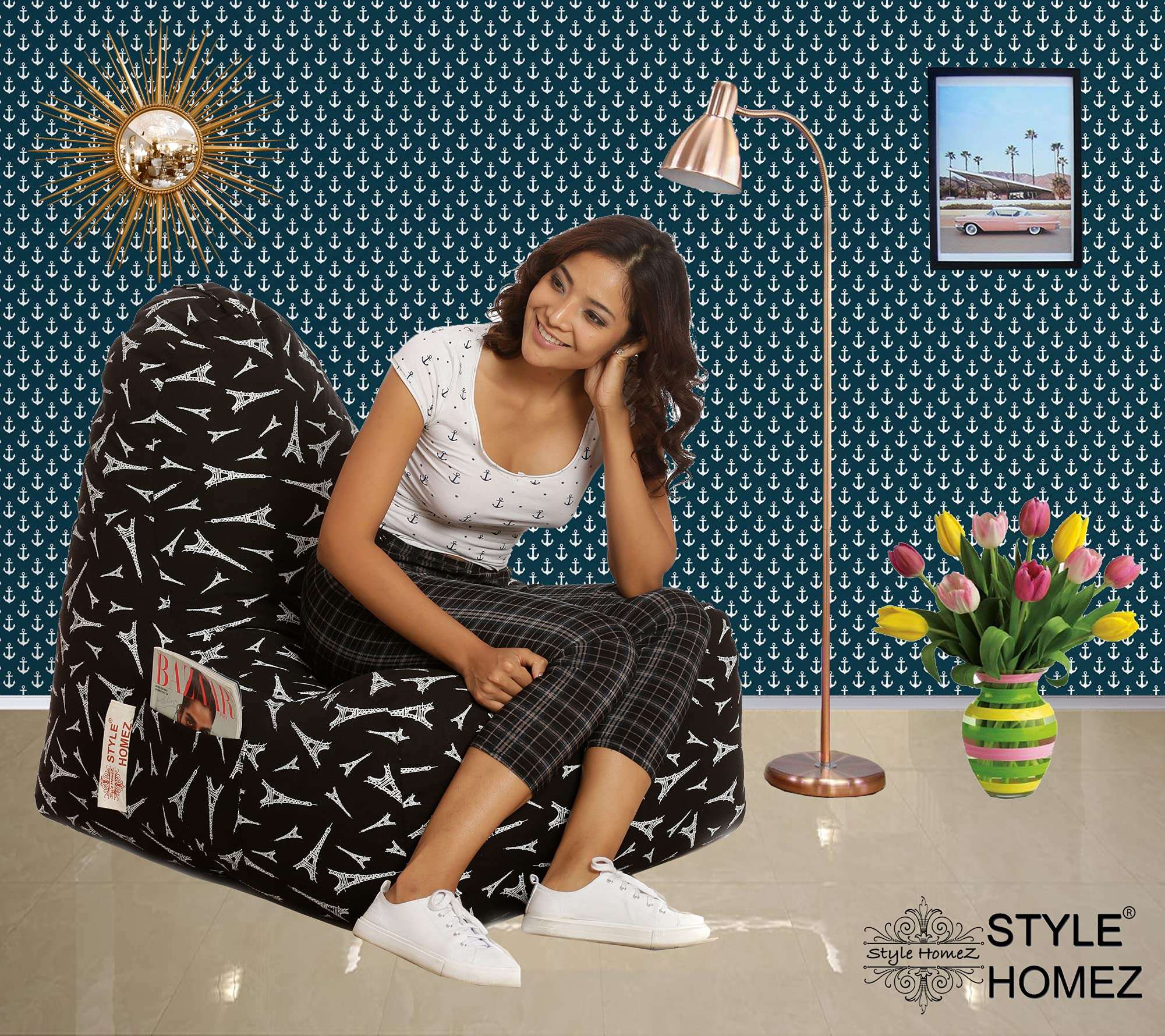 Style Homez Hackey Cotton Canvas Abstract Printed Bean Bag XXL Cover Only 3