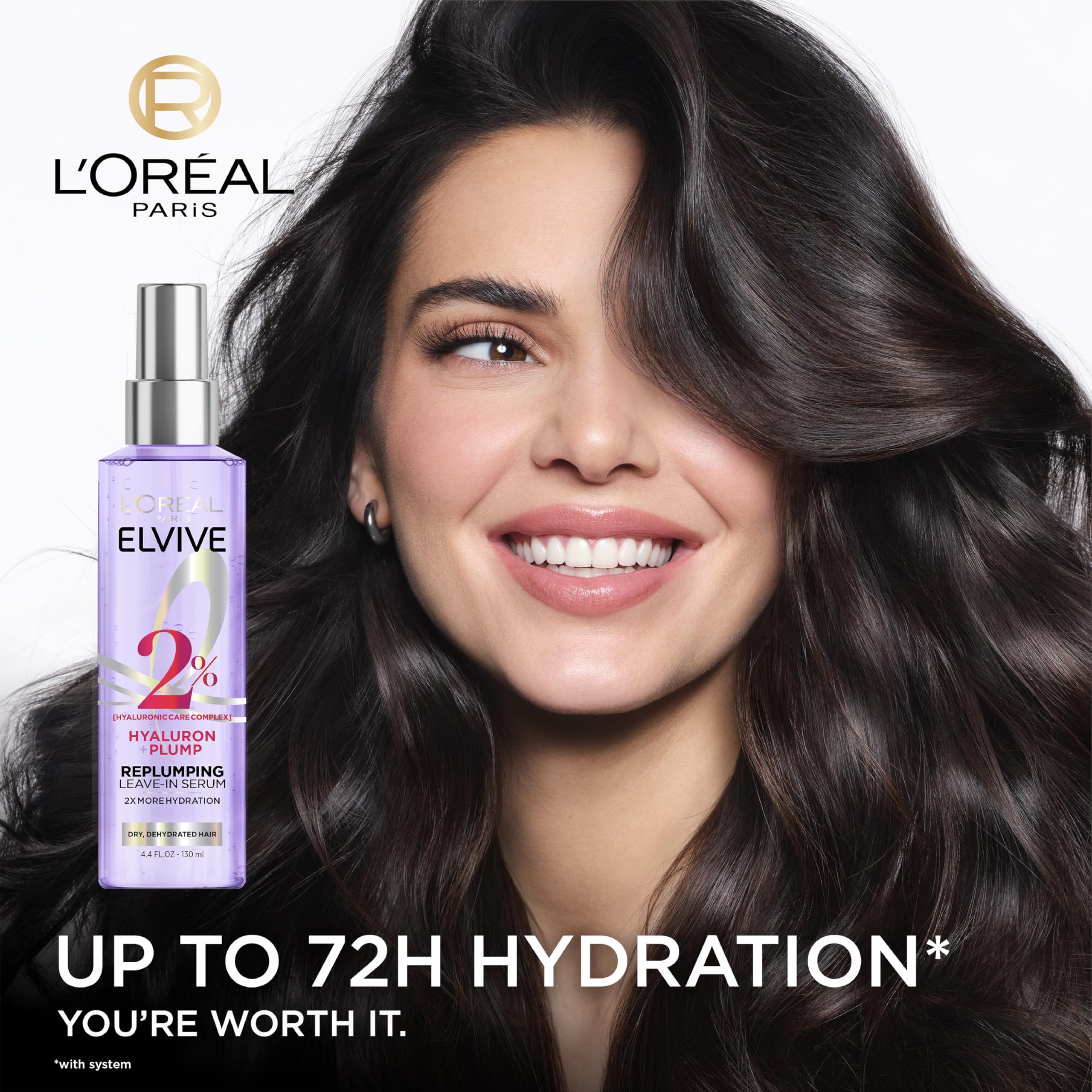 L'Oreal Paris Elvive Hyaluron Plump Moisture Plump Hair Serum for Dehydrated, Dry Hair with Hyaluronic Acid Care Complex, Paraben-Free, 4.4 Fl Oz 3