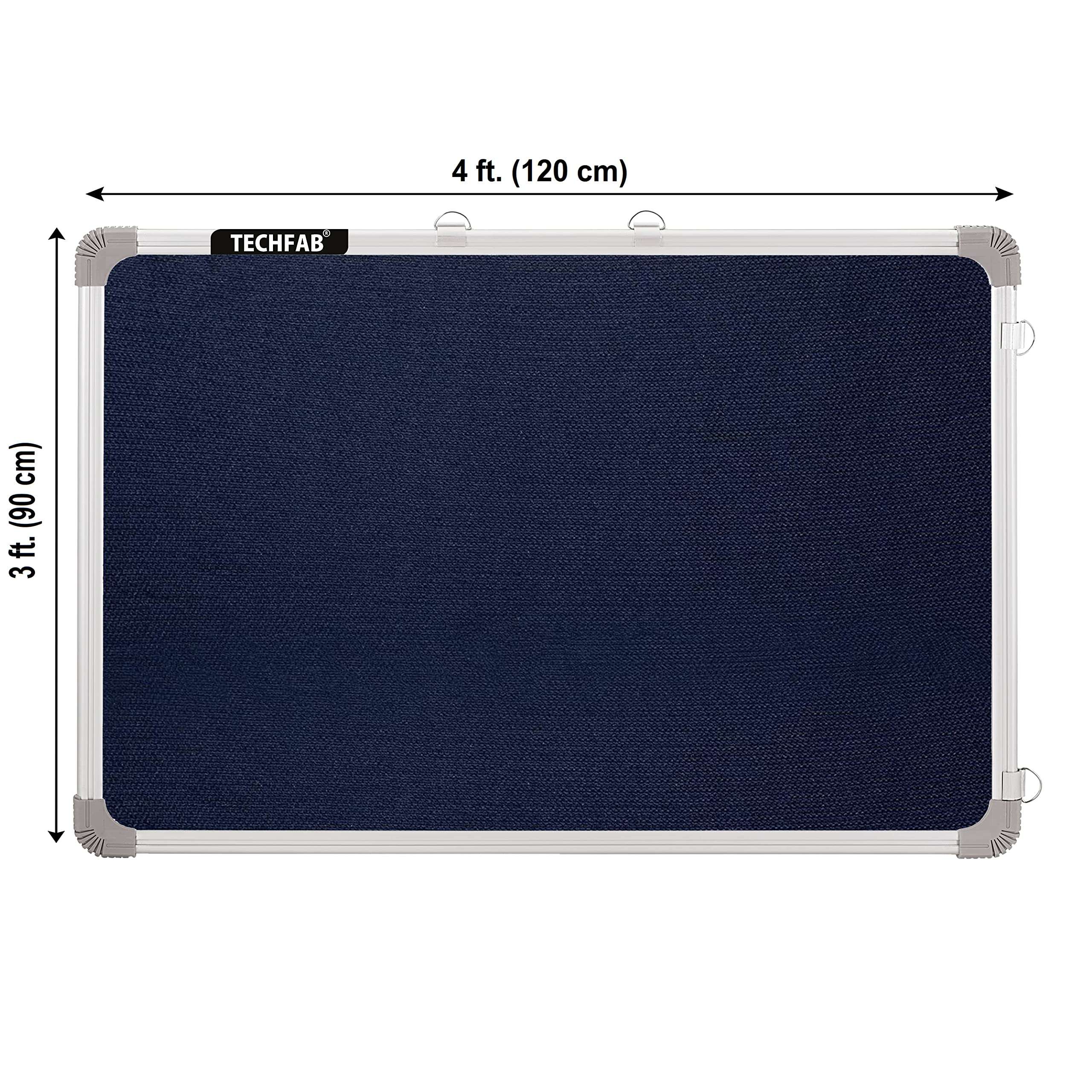 Techfab 3x4 Ft. Pin-Up Notice Board | Bulletin Board | Pin-Up Display Board for Office, School, Study Room, Home (Blue) 3
