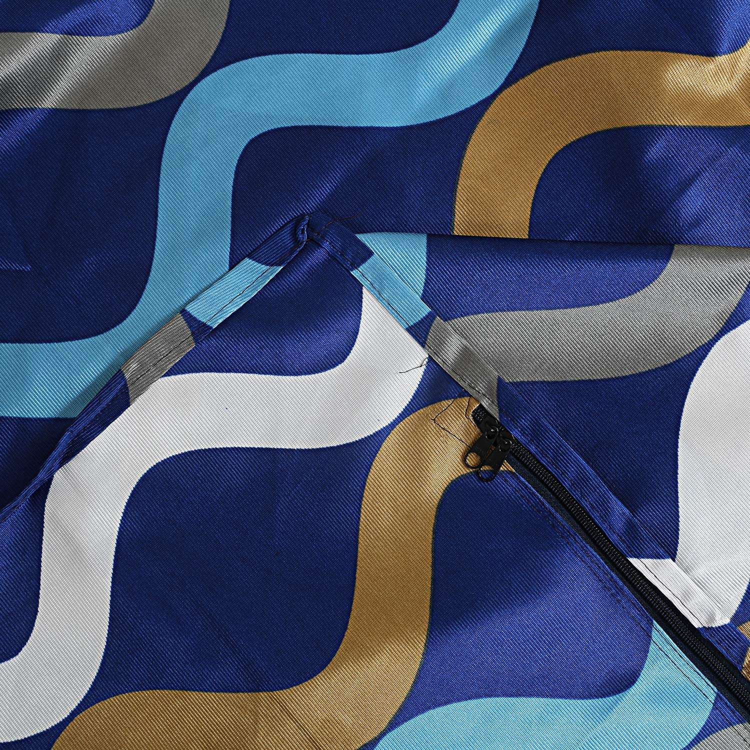 Kuber Industries Knitting Zig Zag Design Cotton Top Load Fully Automatic Washing Machine Cover - Blue 5