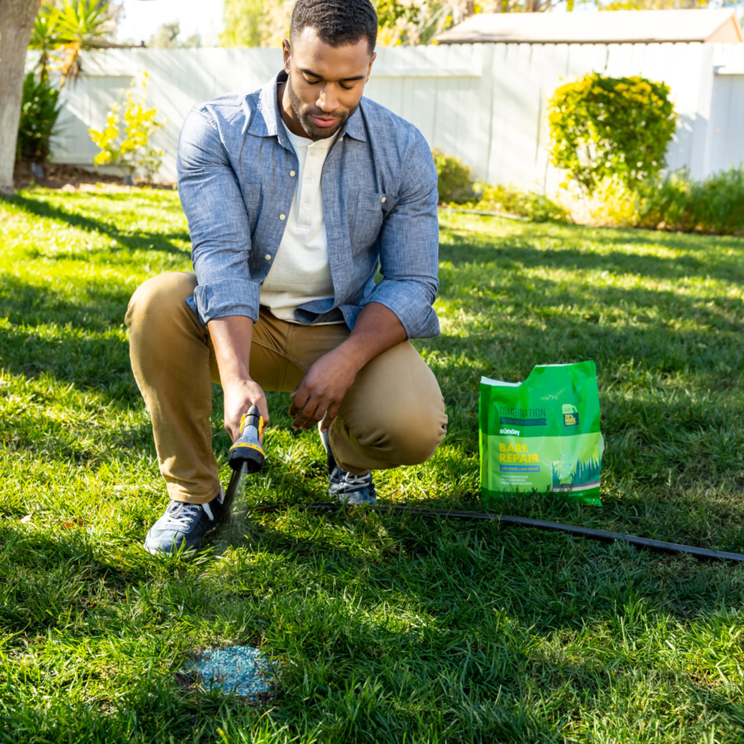 Sunday Bare Repair Sun and Shade Grass Seed Spot Treatment - Grass Seed for Shade and Hard to Grow Areas - Lawn Patch Repair That Works in 14 Days or Less - 4.5lb Bag (Covers 55 Sq Ft) 5