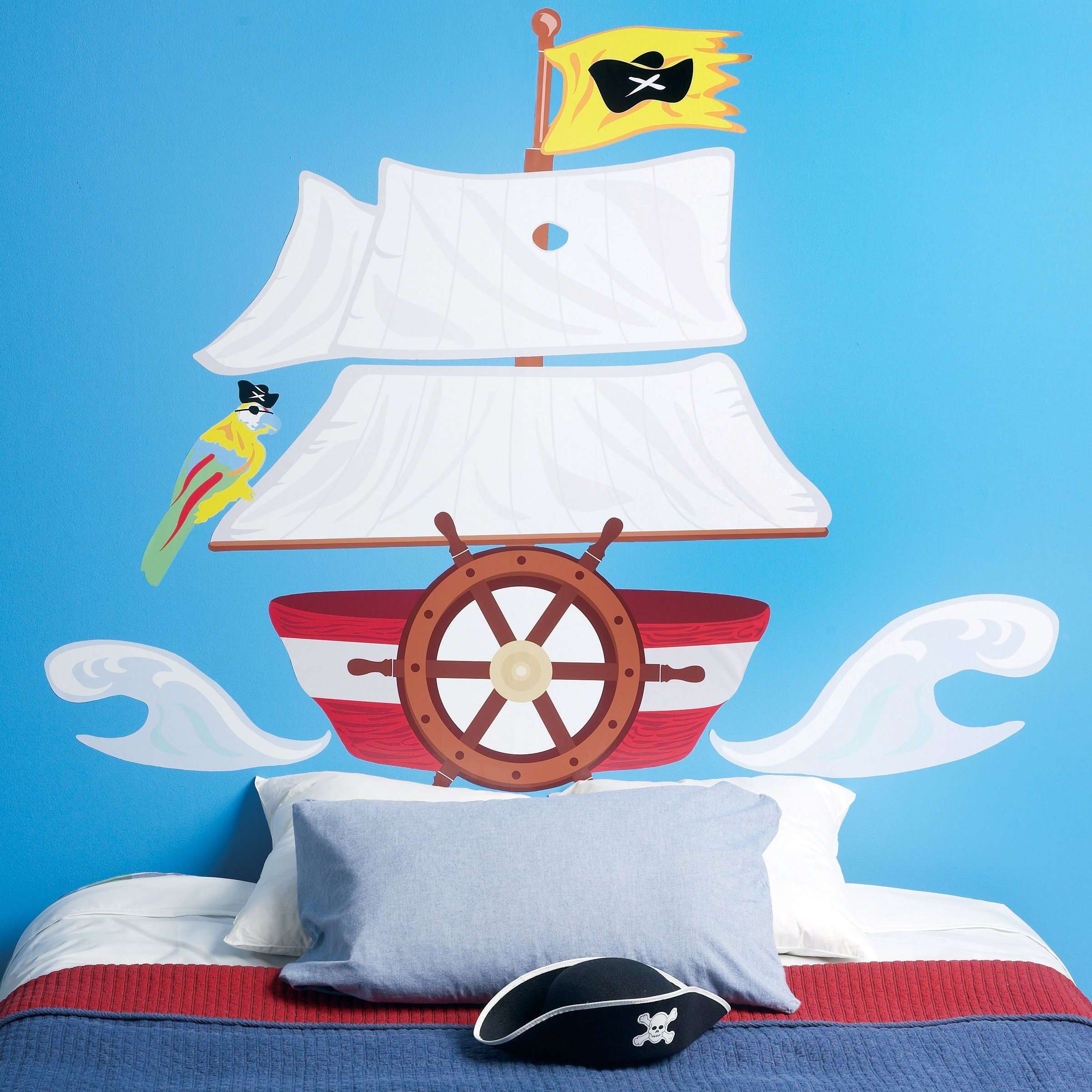 Wallies Wall Decals, Pirate Ship Headboard Wall Mural, 50-inch x 48-inch 3