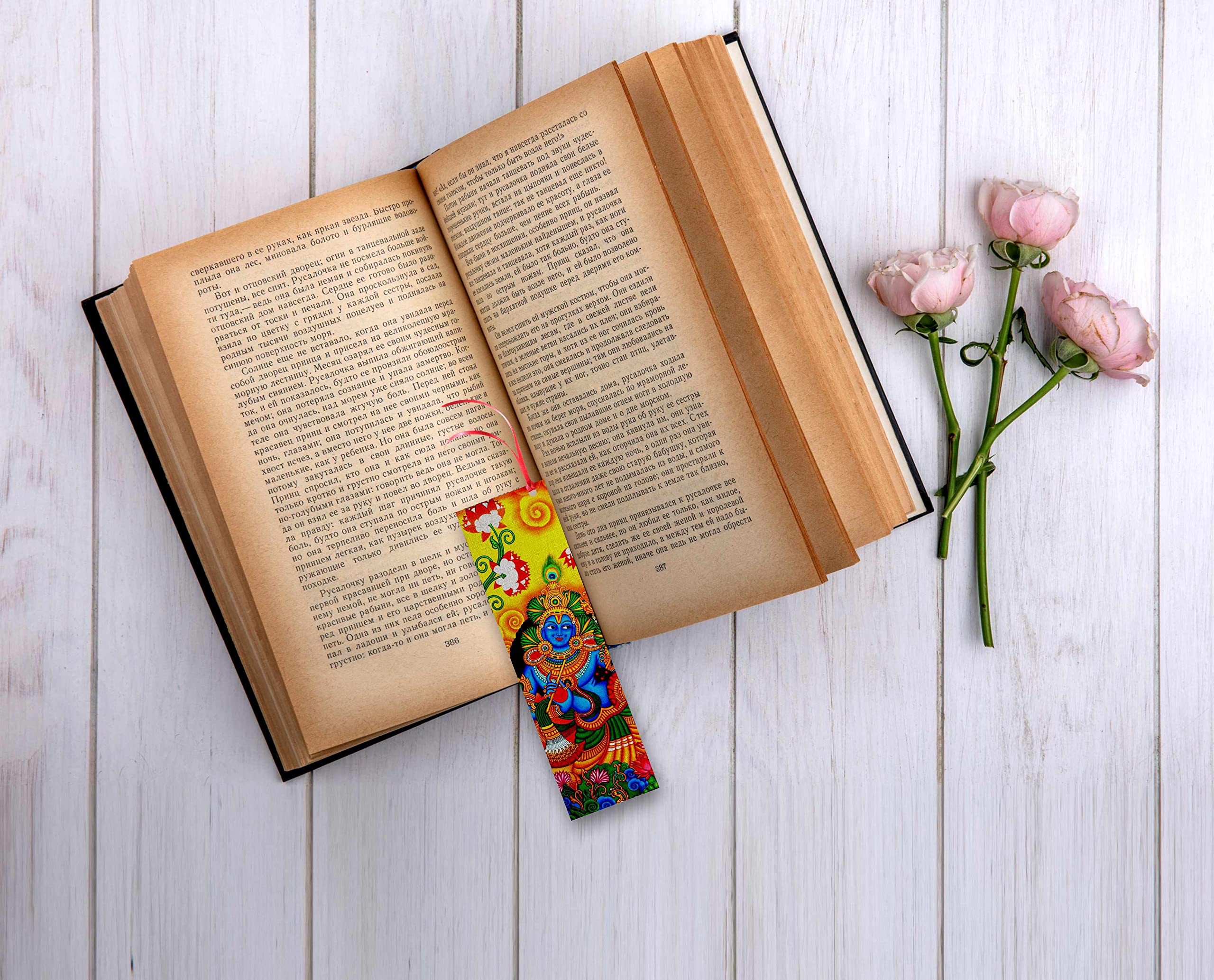 woopme® Set of 4 Beautiful Radha Krishna God Printed Bookmark Boys Girls Students Kids Gift Readers Book Lovers Bookmarks L x H 2 x 7 Inch 4